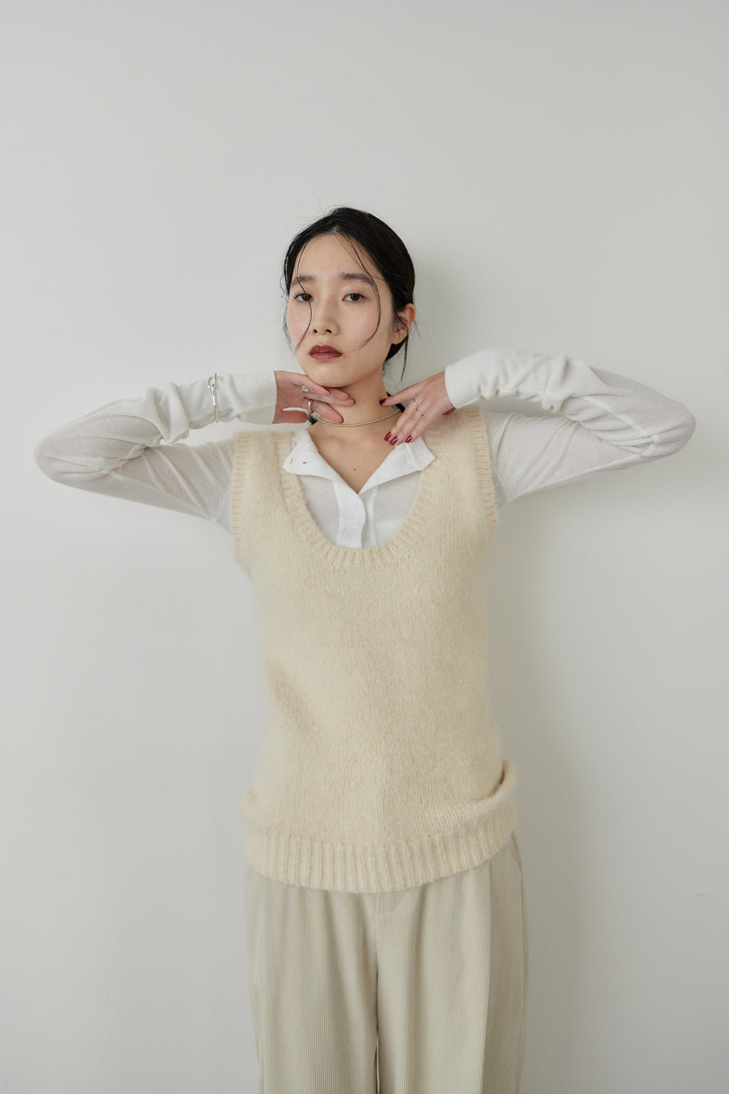 Mohair like knit vest