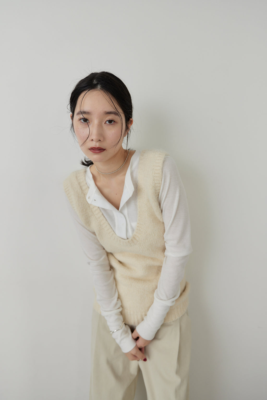 Mohair like knit vest