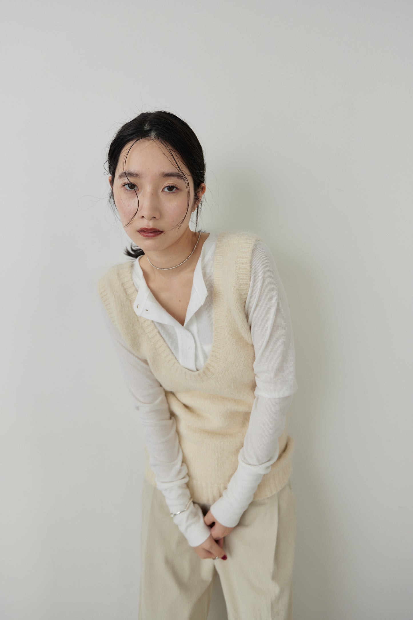 Mohair like knit vest