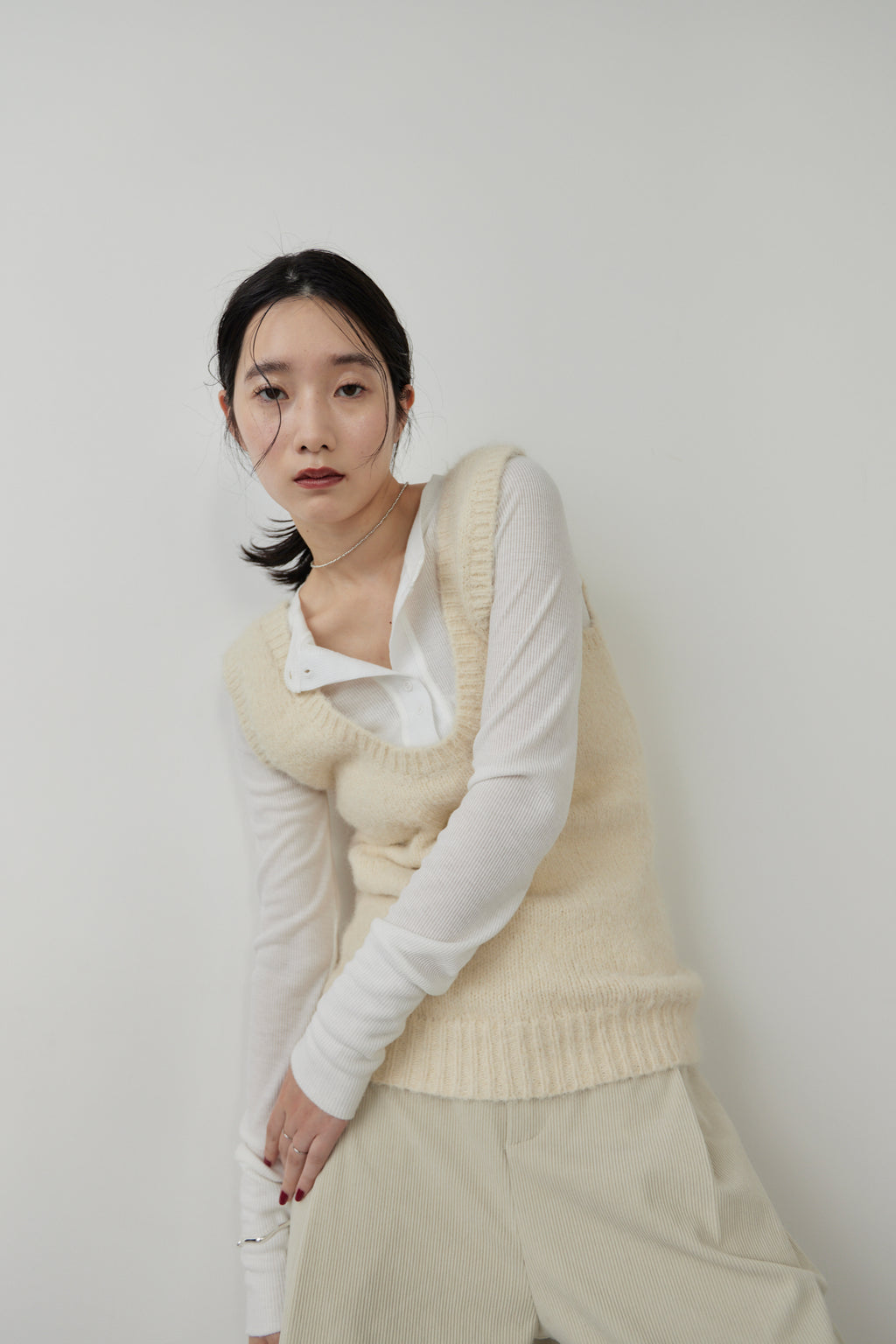 Mohair like knit vest
