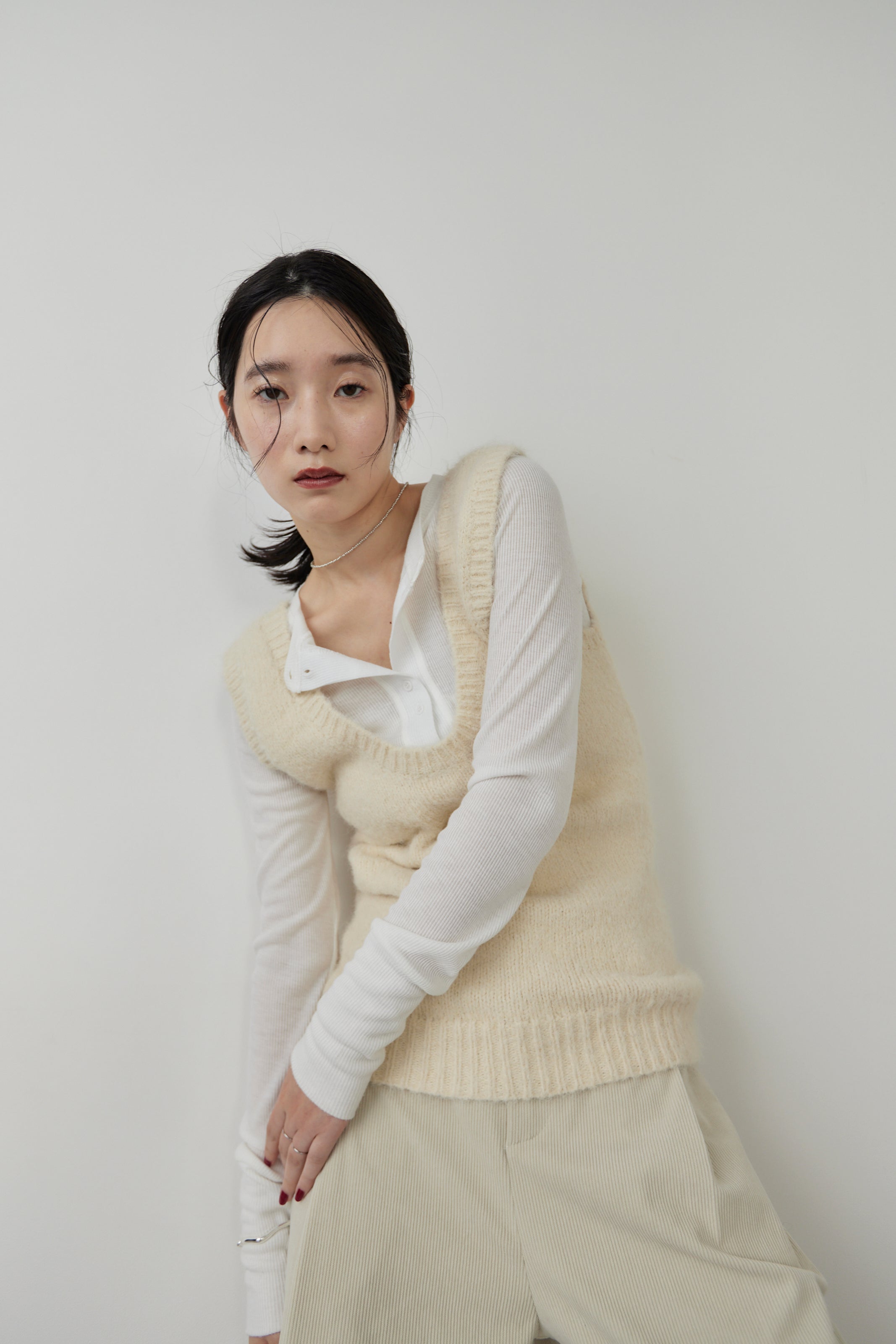 Mohair like knit vest