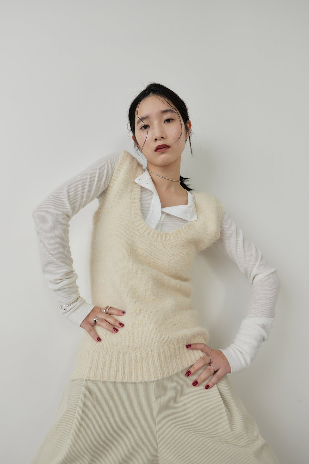 Mohair like knit vest