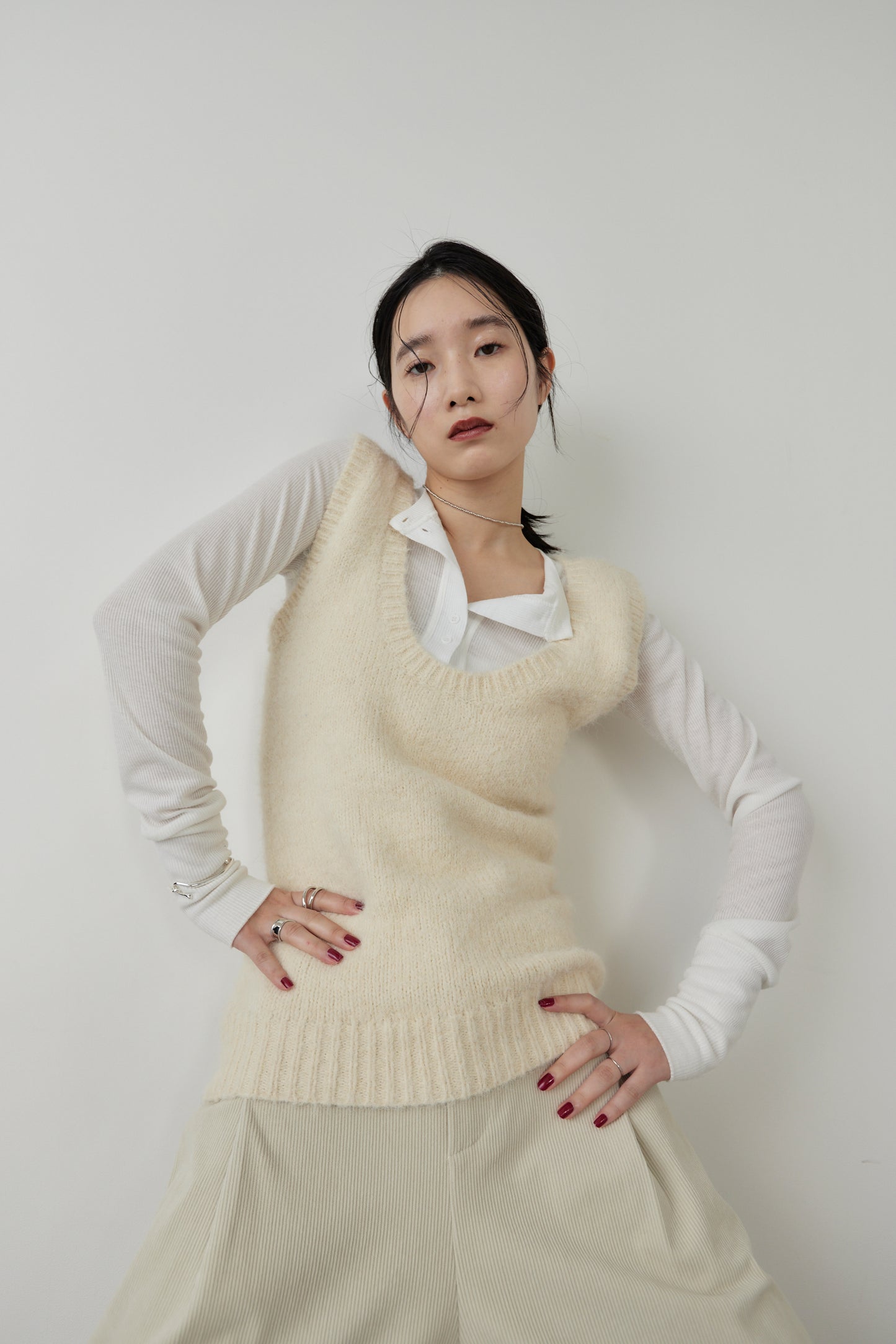 Mohair like knit vest