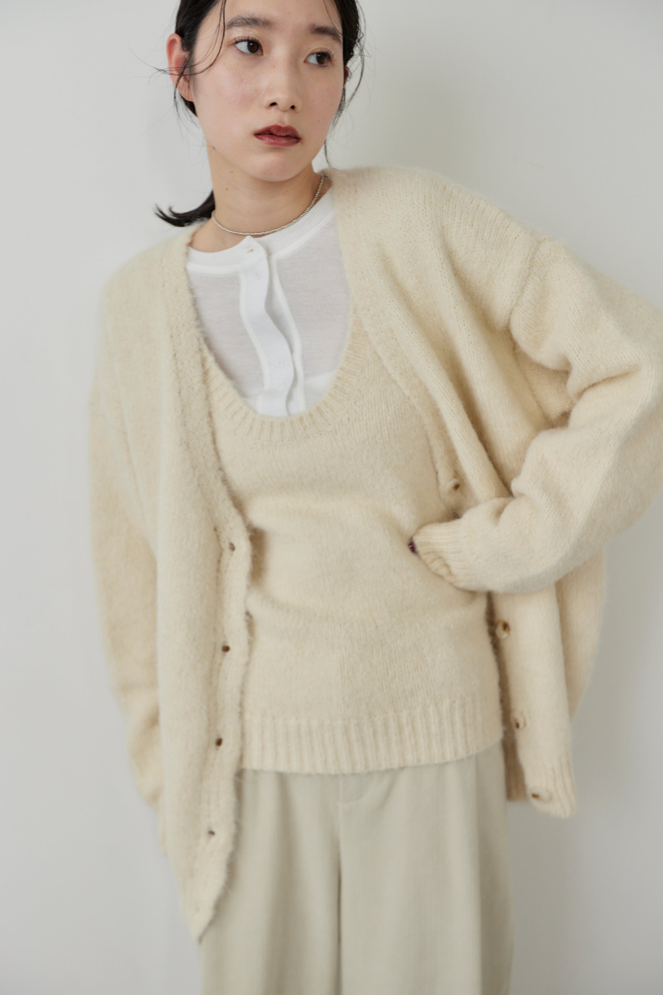 Mohair like knit cardigan
