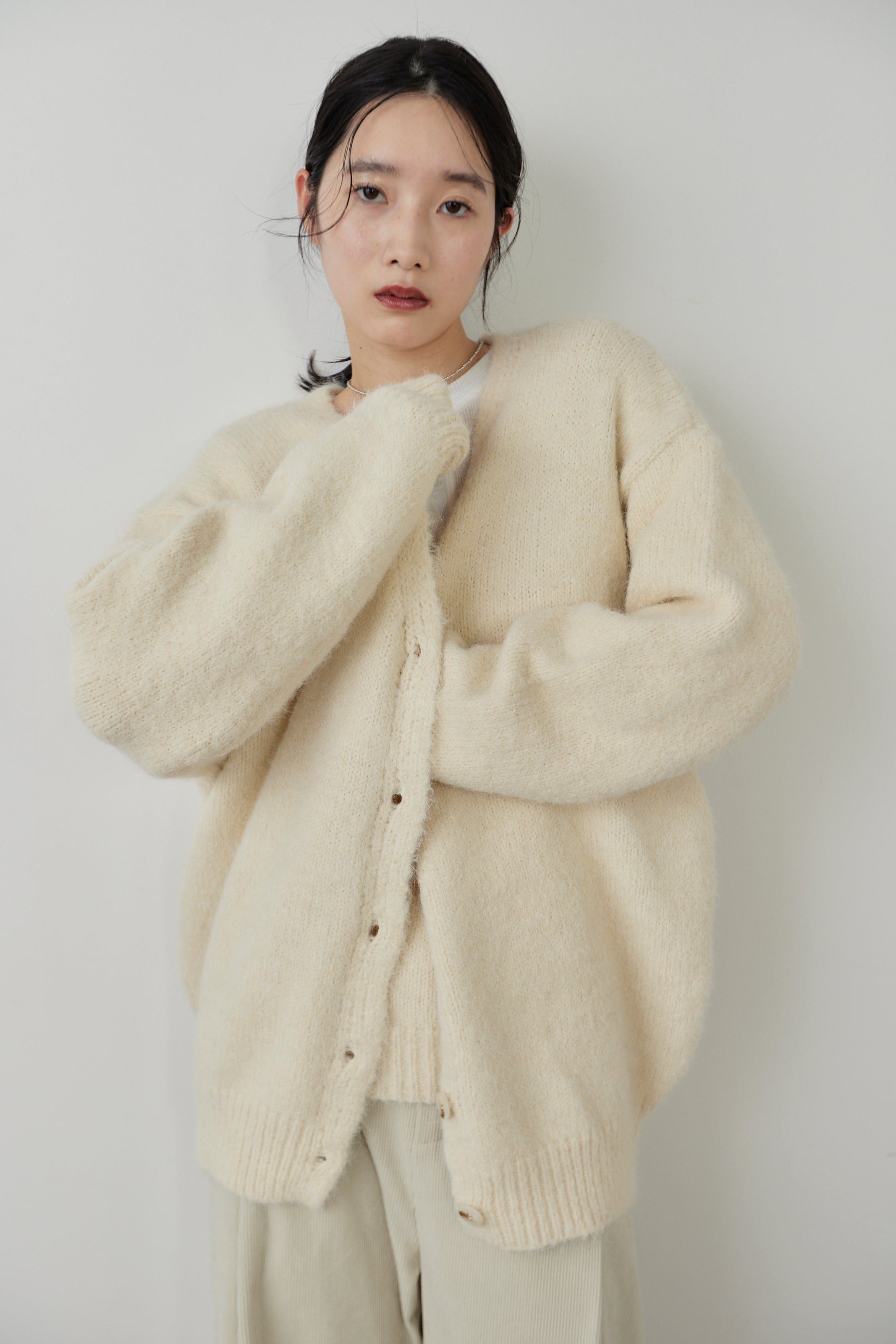 Mohair like knit cardigan