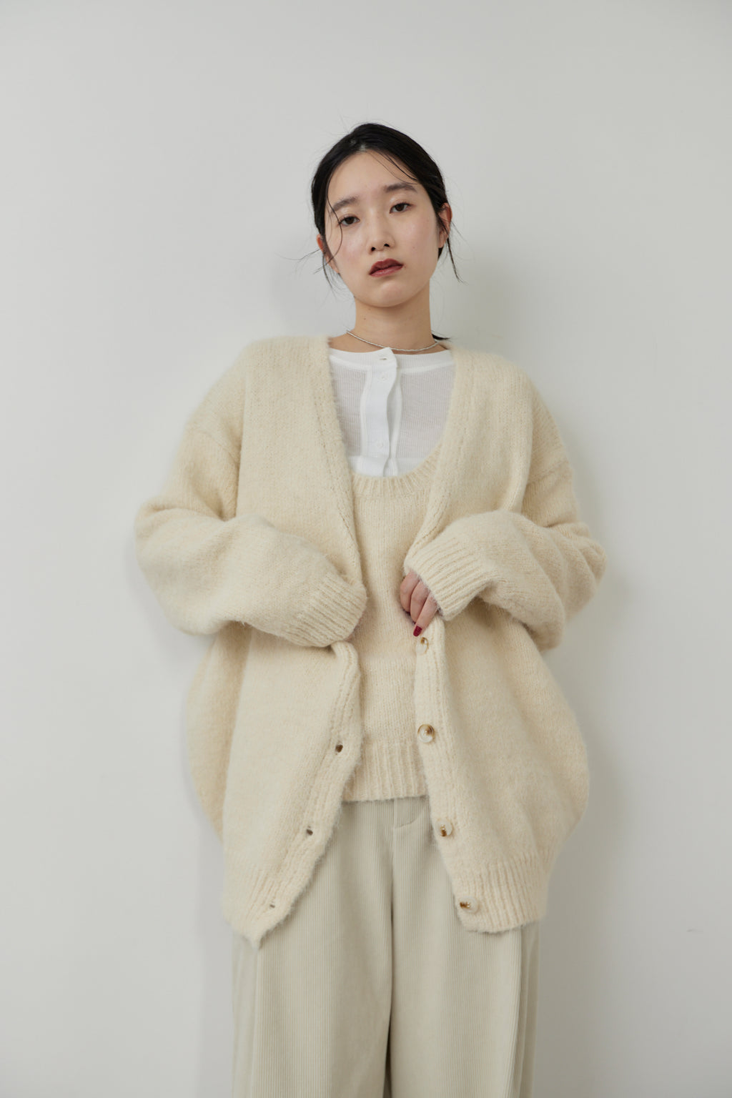 Mohair like knit cardigan