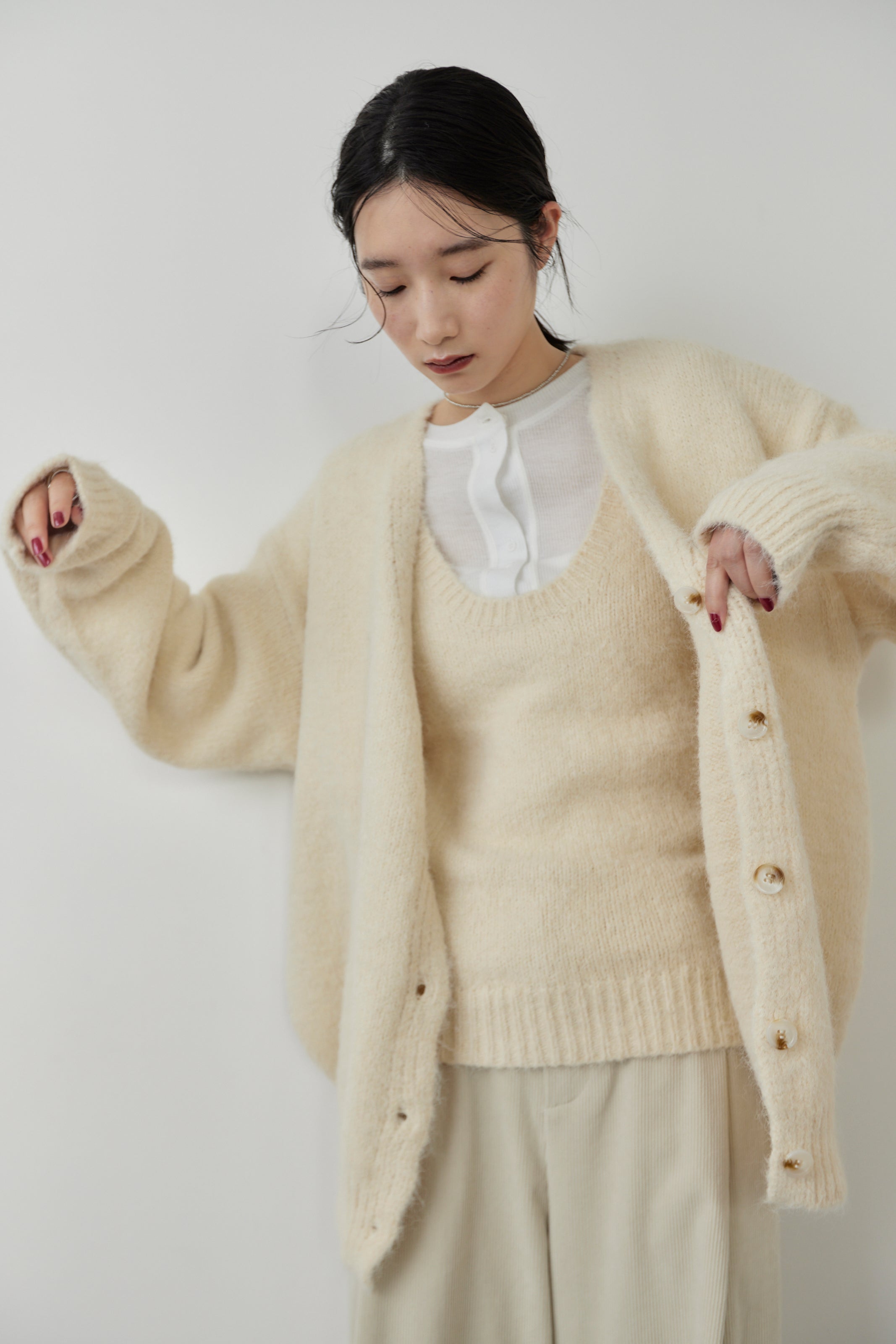Mohair like knit cardigan