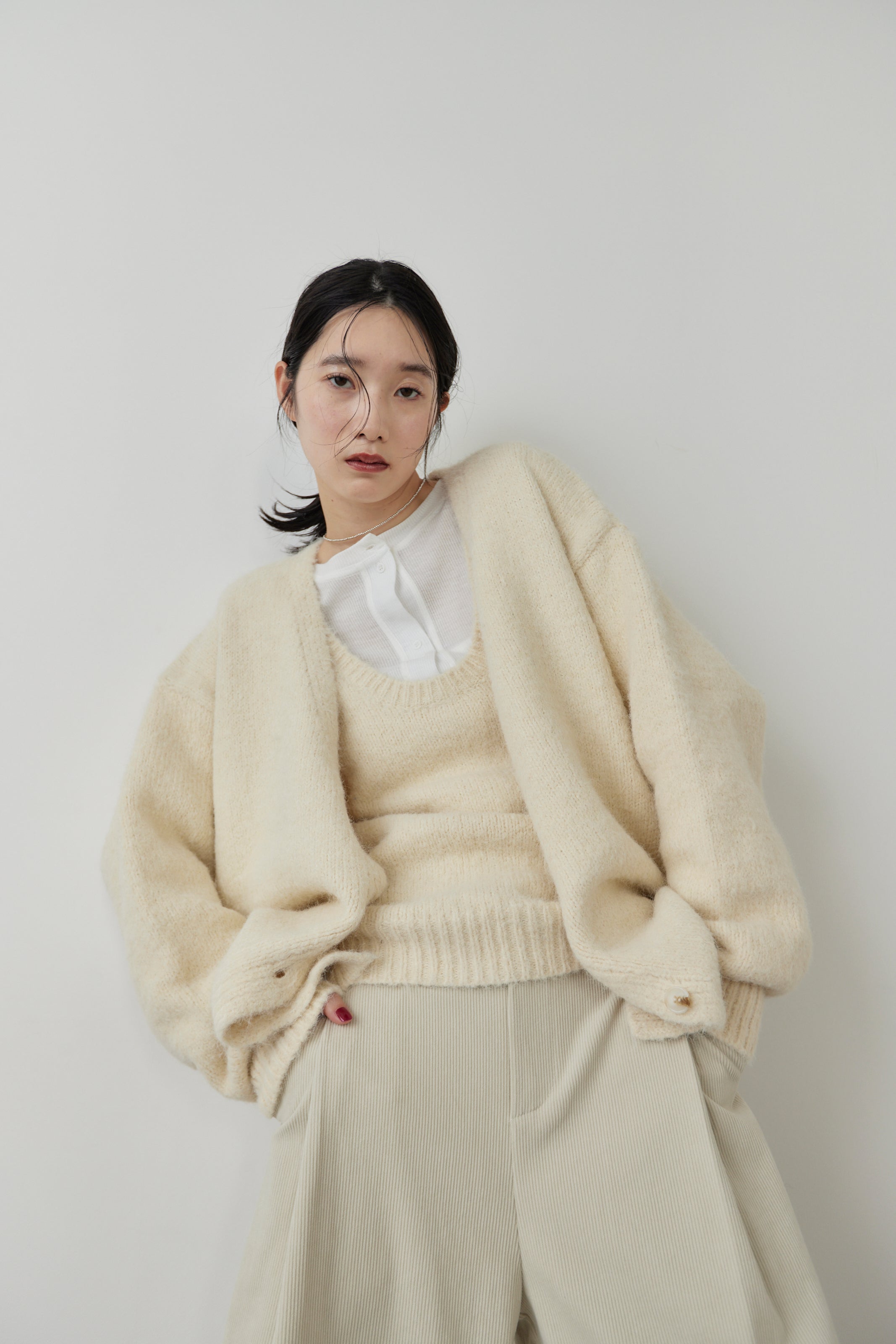 Mohair like knit cardigan