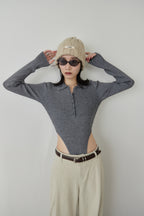 Poloknit bodysuit