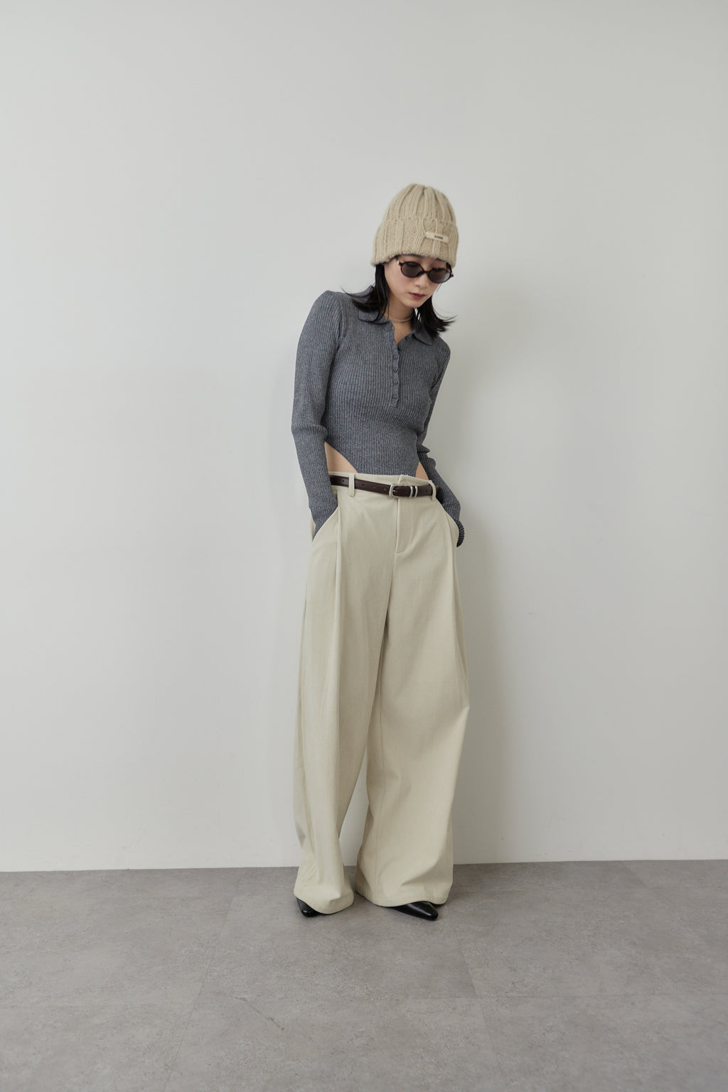 Poloknit bodysuit