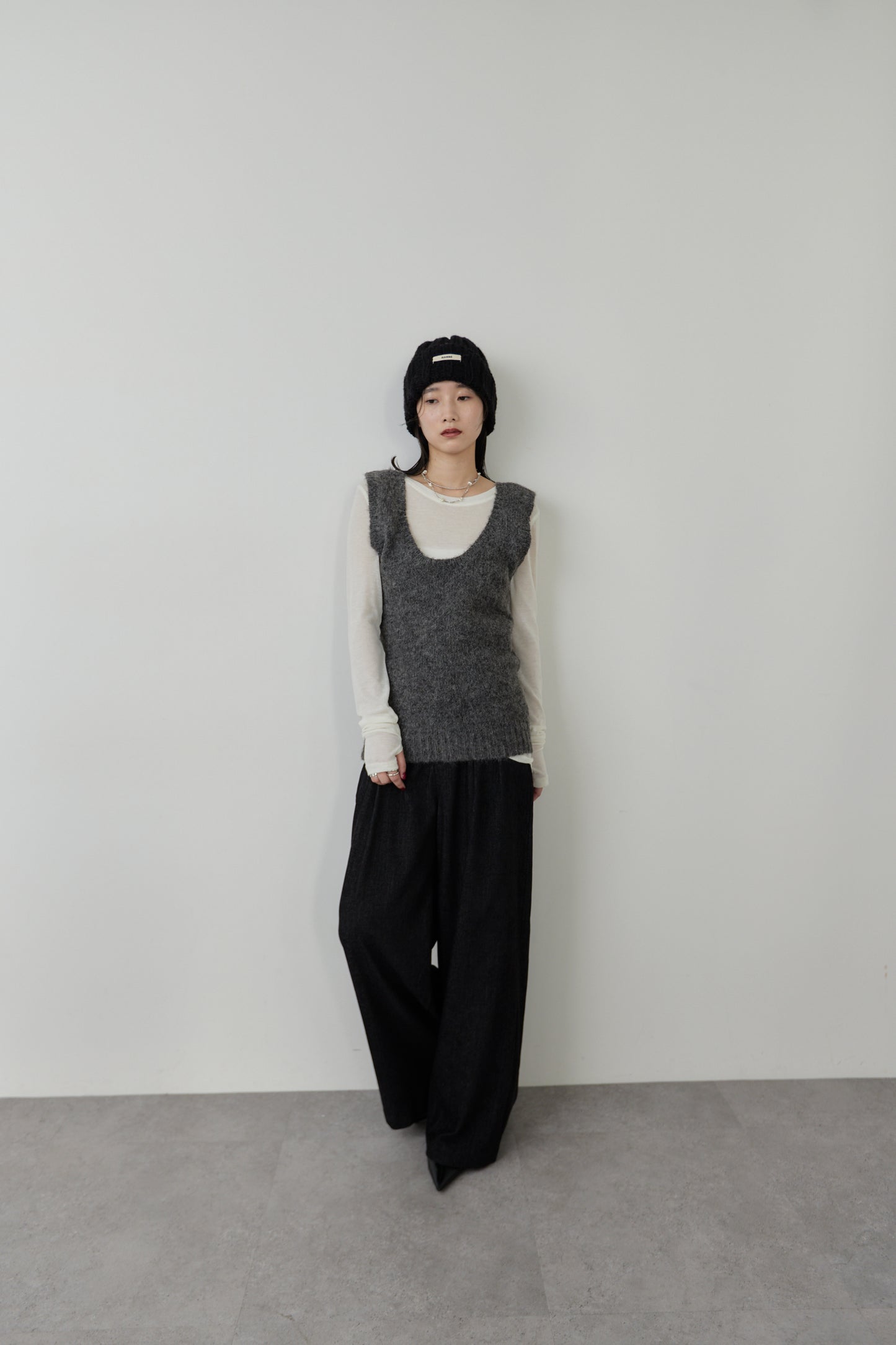 Mohair like knit vest
