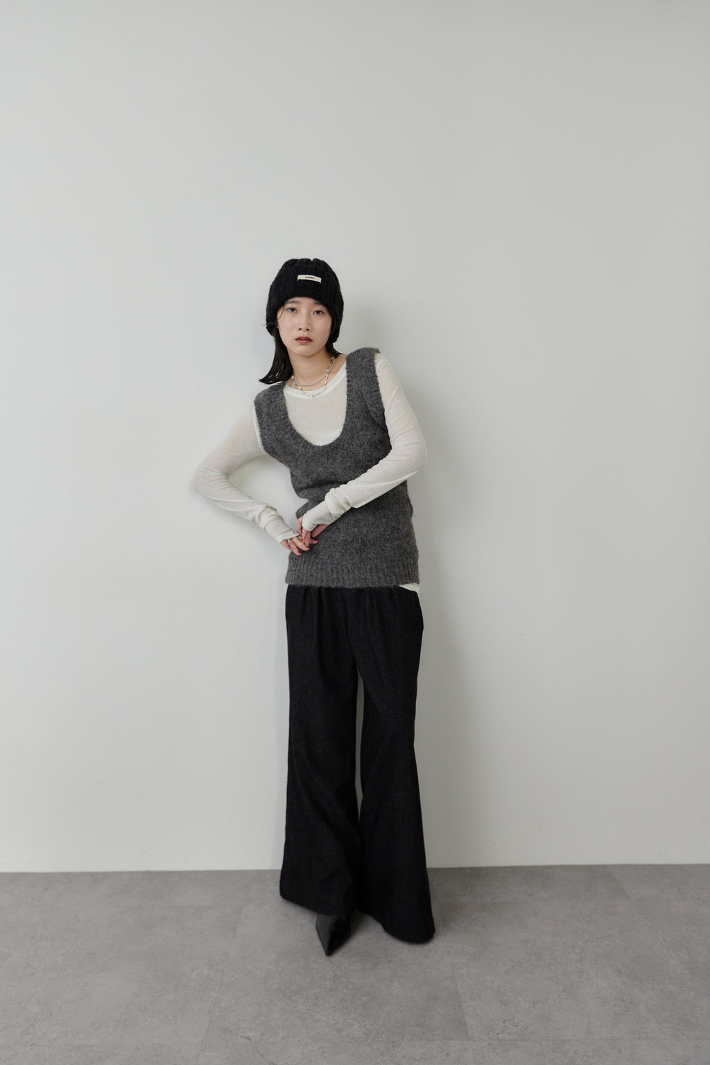 Mohair like knit vest