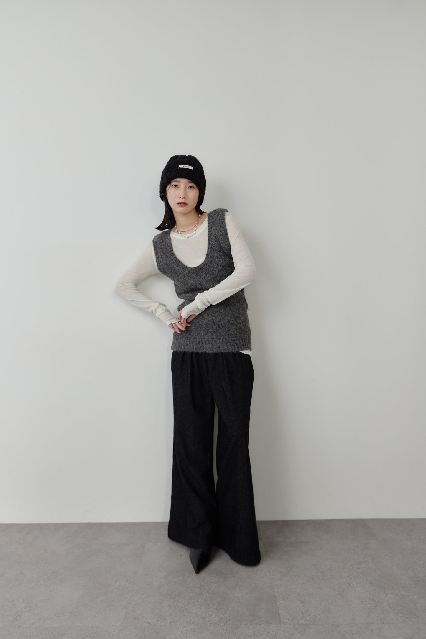 Mohair like knit vest