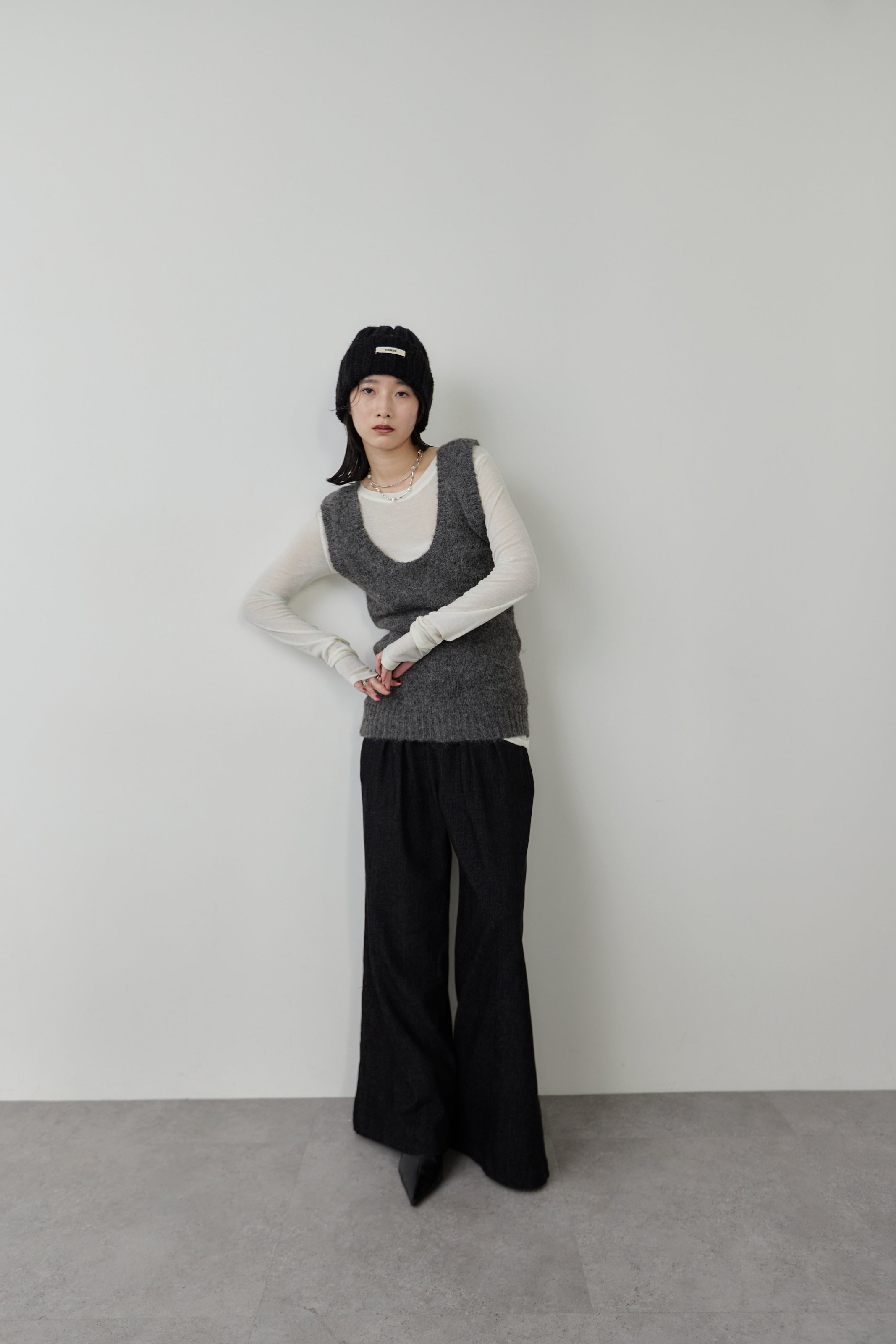 Mohair like knit vest