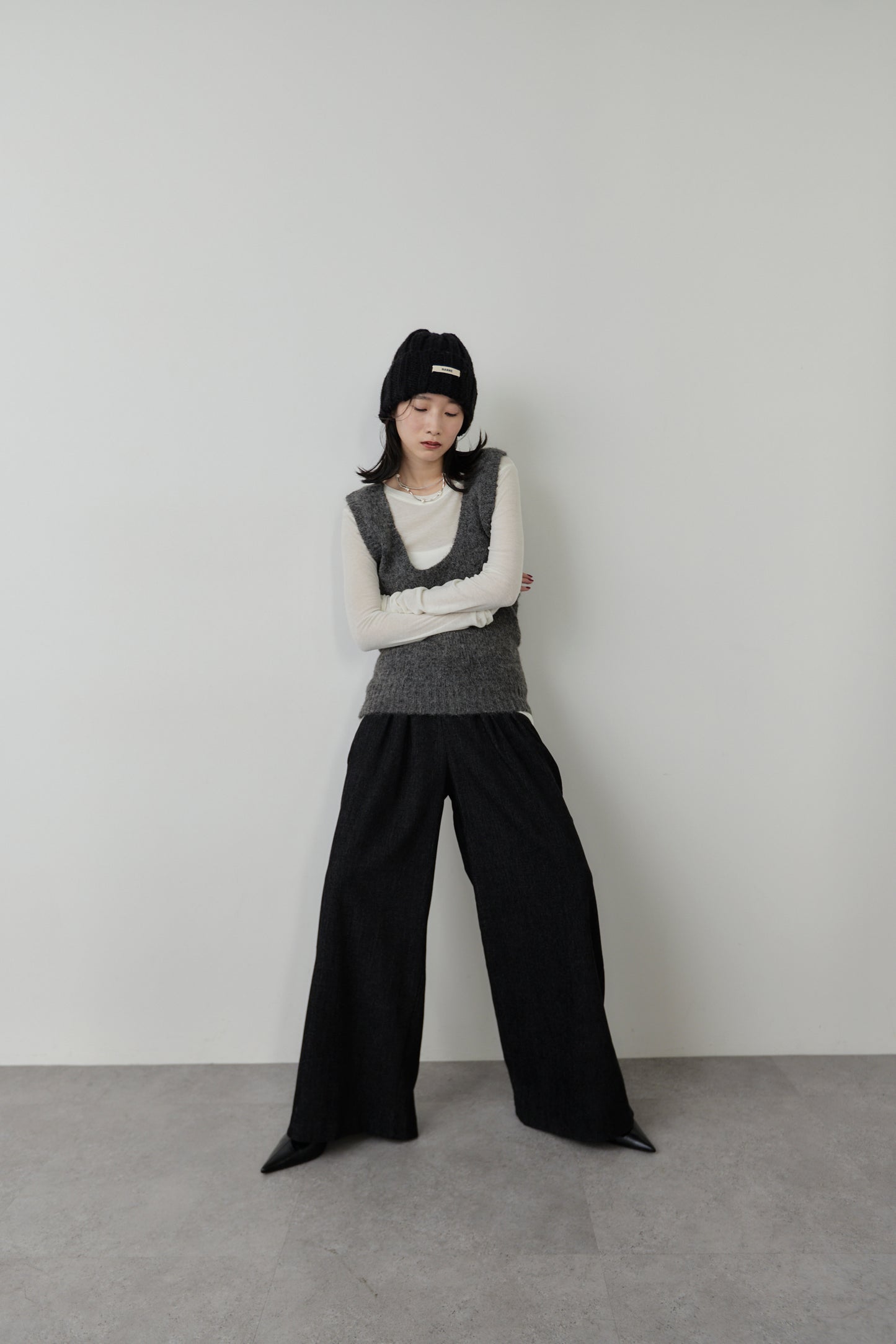Mohair like knit vest