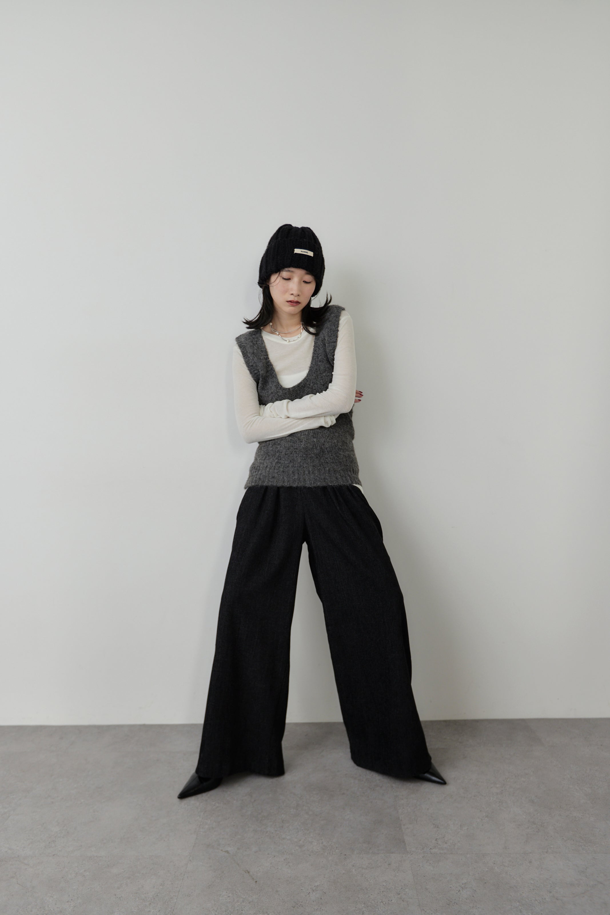 Mohair like knit vest