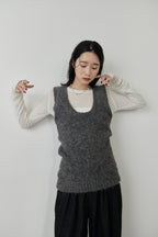Mohair like knit vest