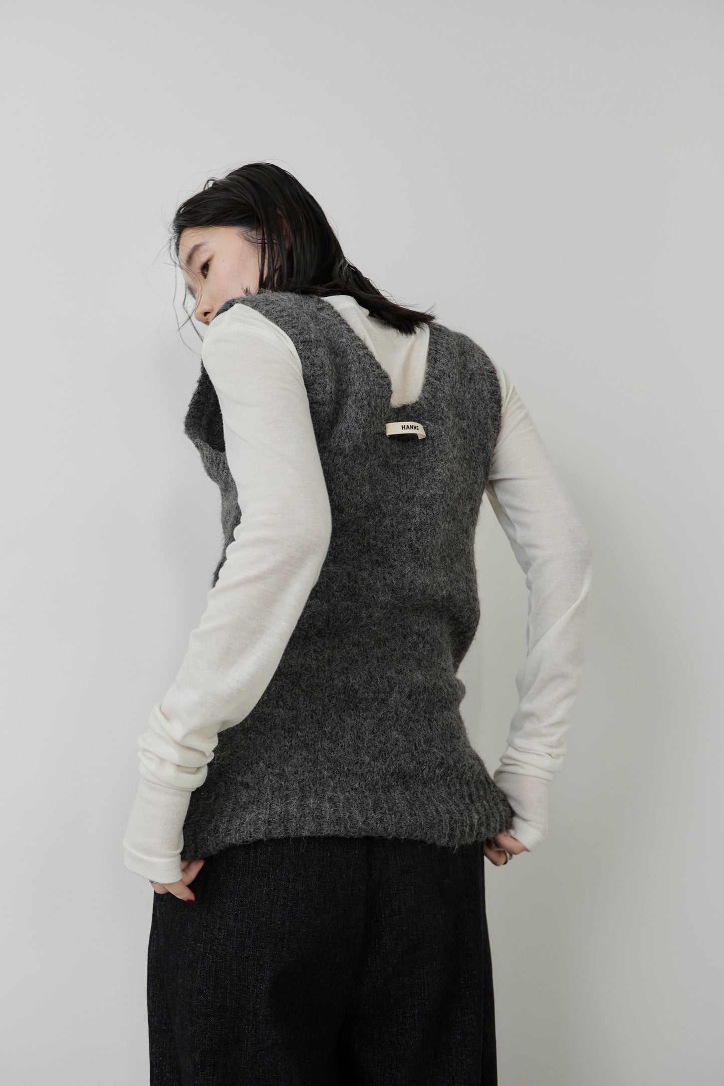 Mohair like knit vest