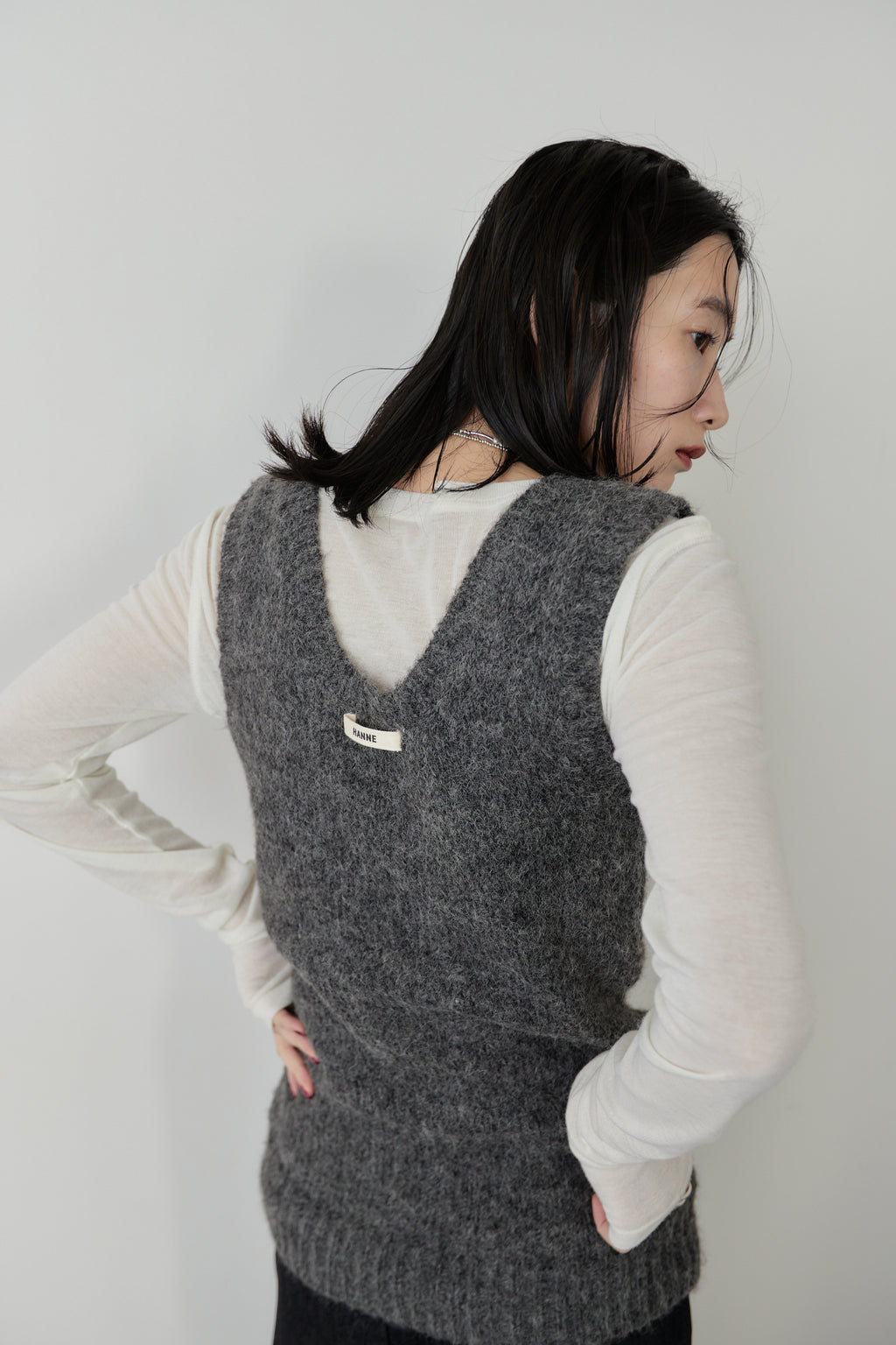 Mohair like knit vest