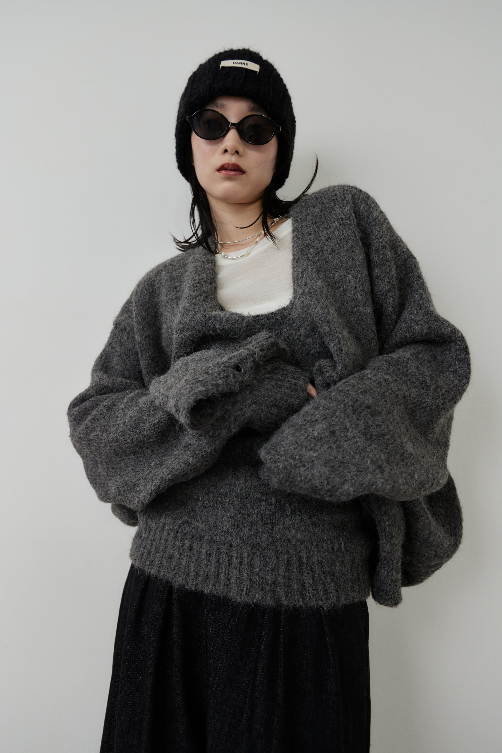 Mohair like knit cardigan