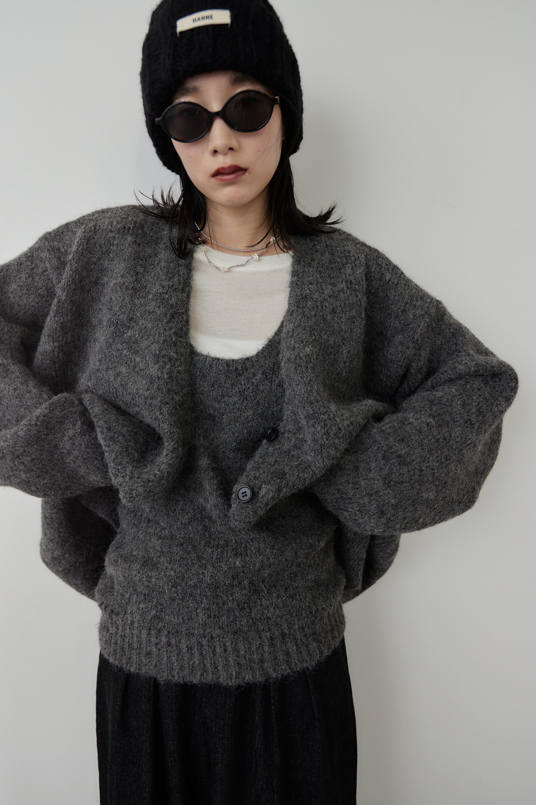 Mohair like knit cardigan