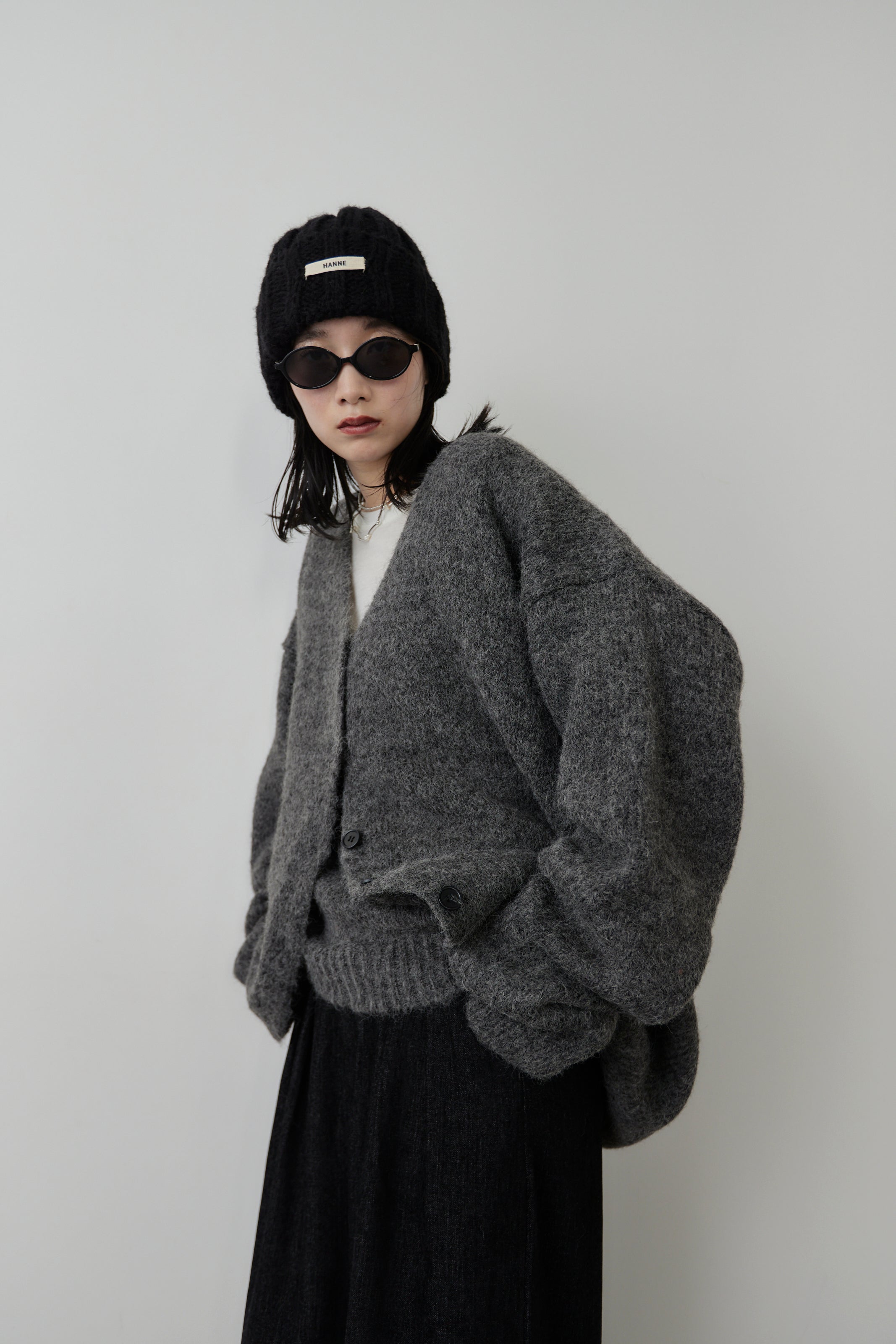 Mohair like knit cardigan