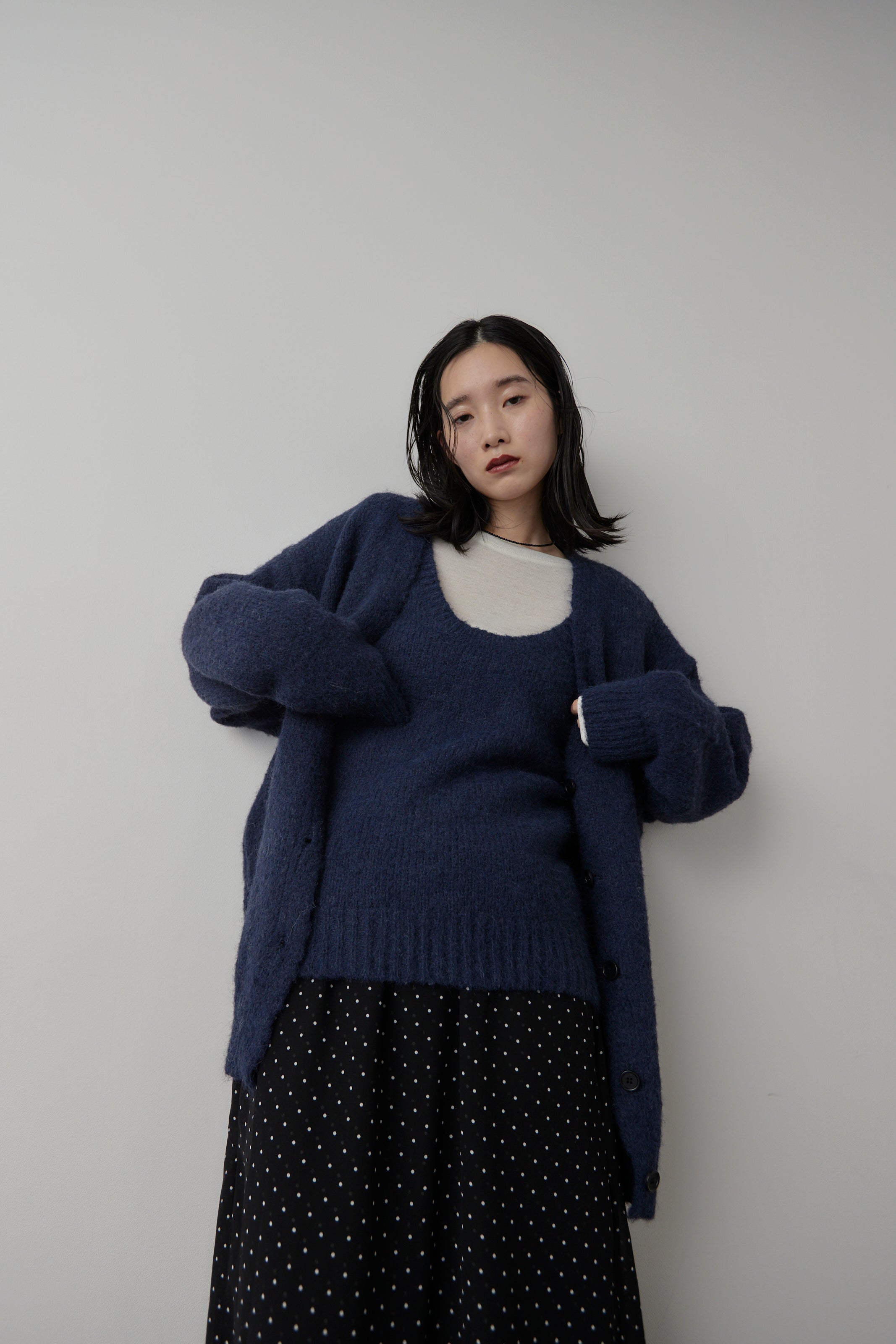 Mohair like knit cardigan