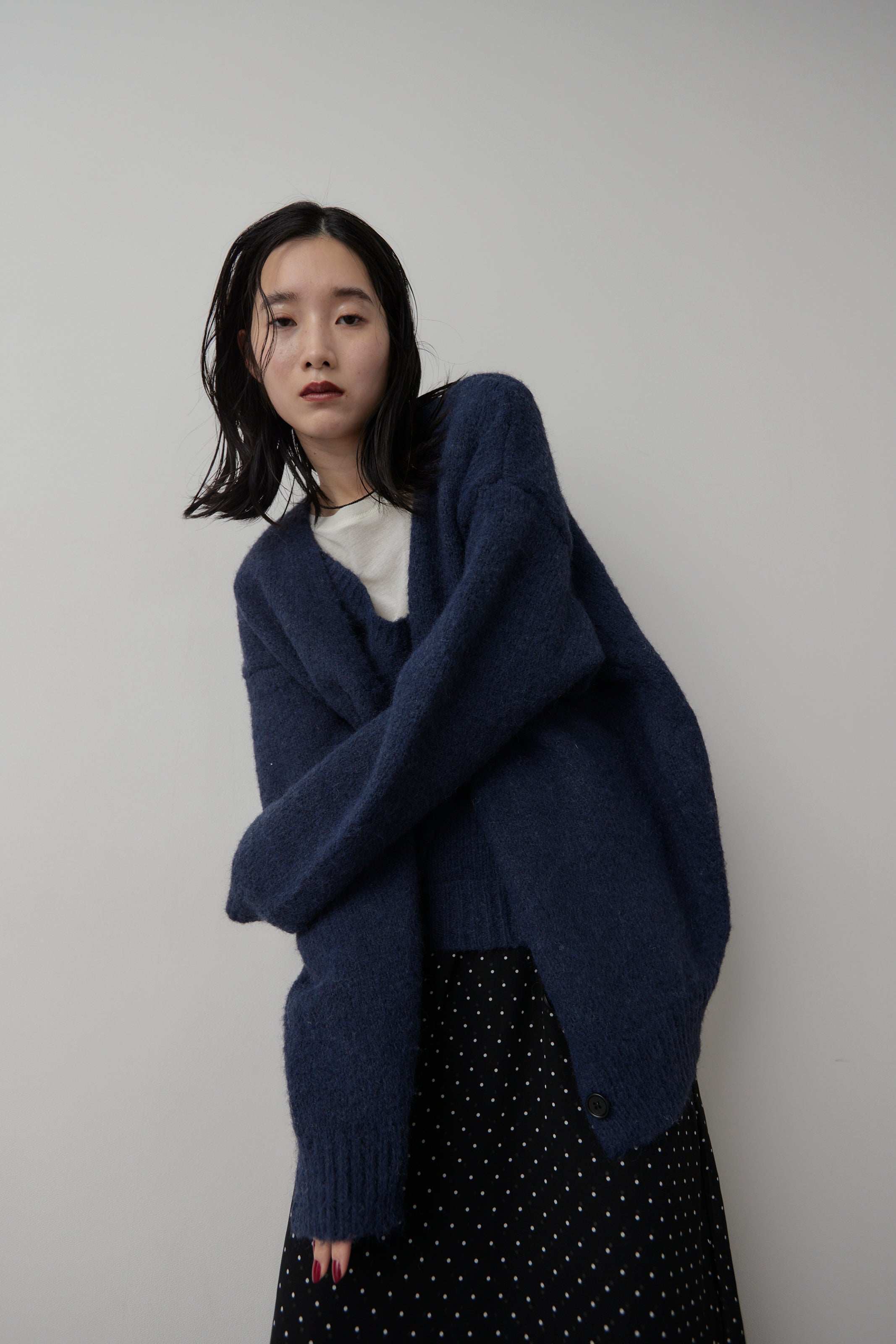 Mohair like knit cardigan