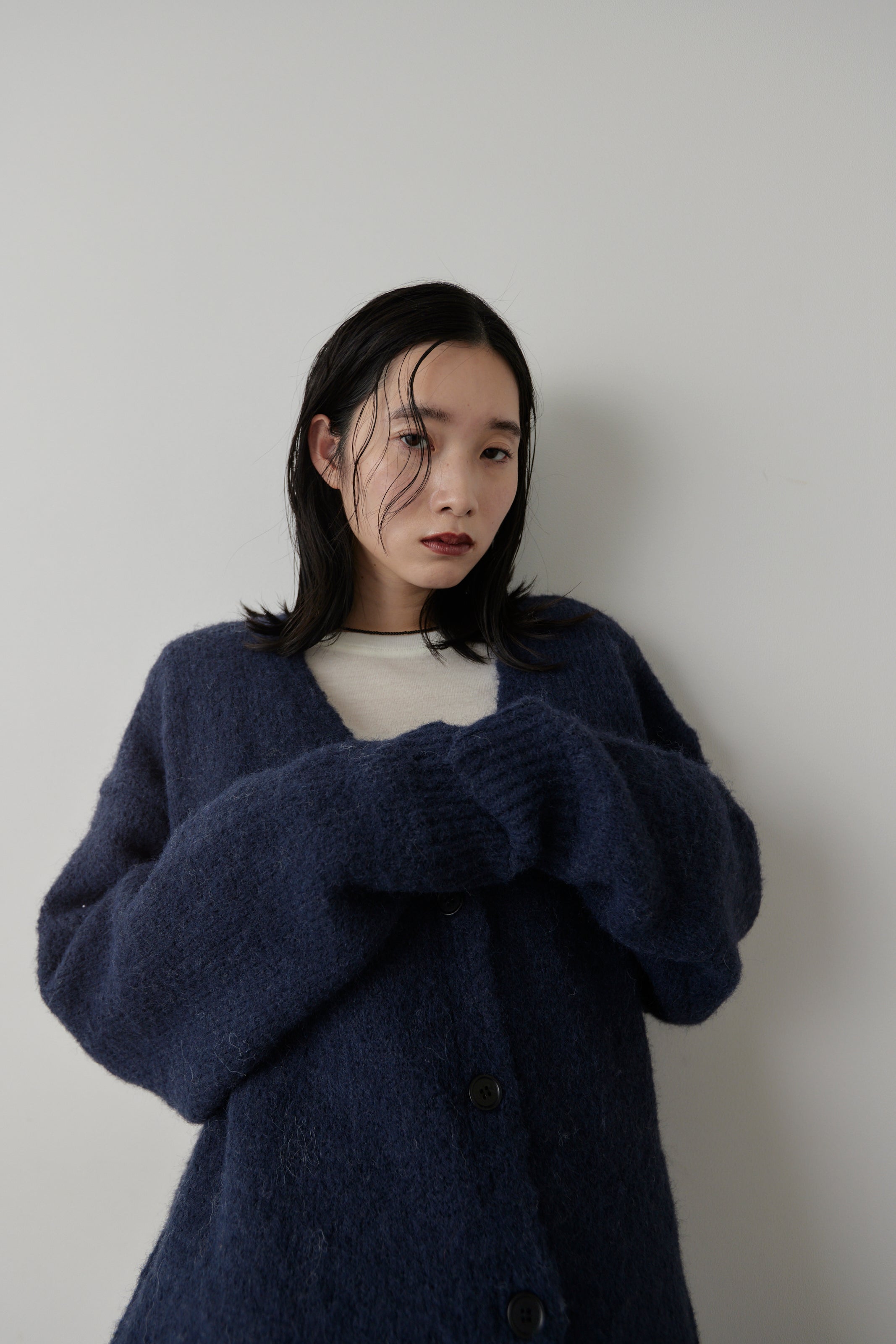 Mohair like knit cardigan
