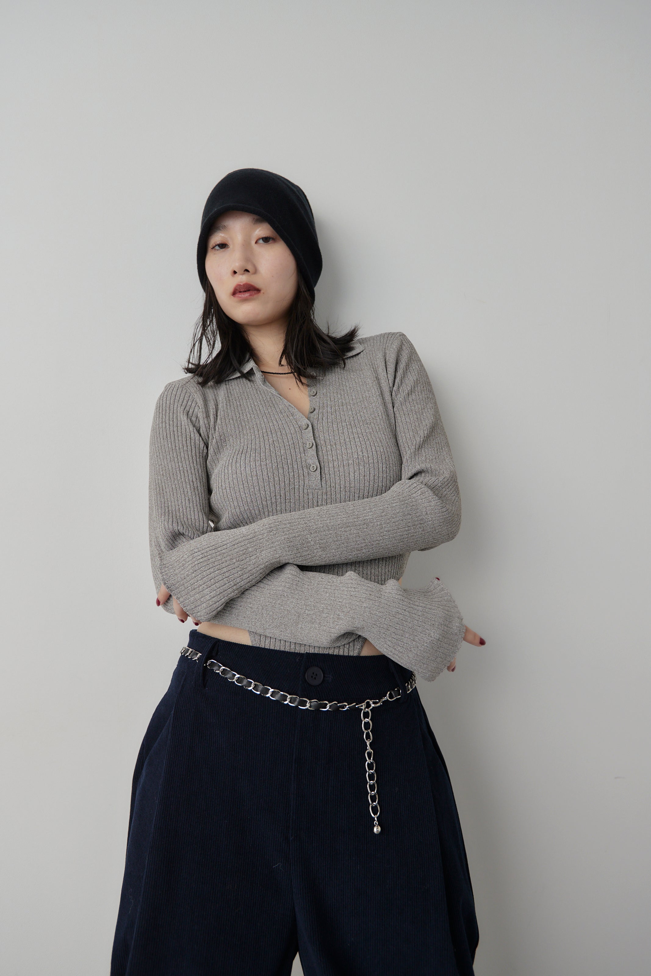 Poloknit bodysuit