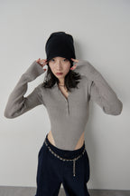 Poloknit bodysuit