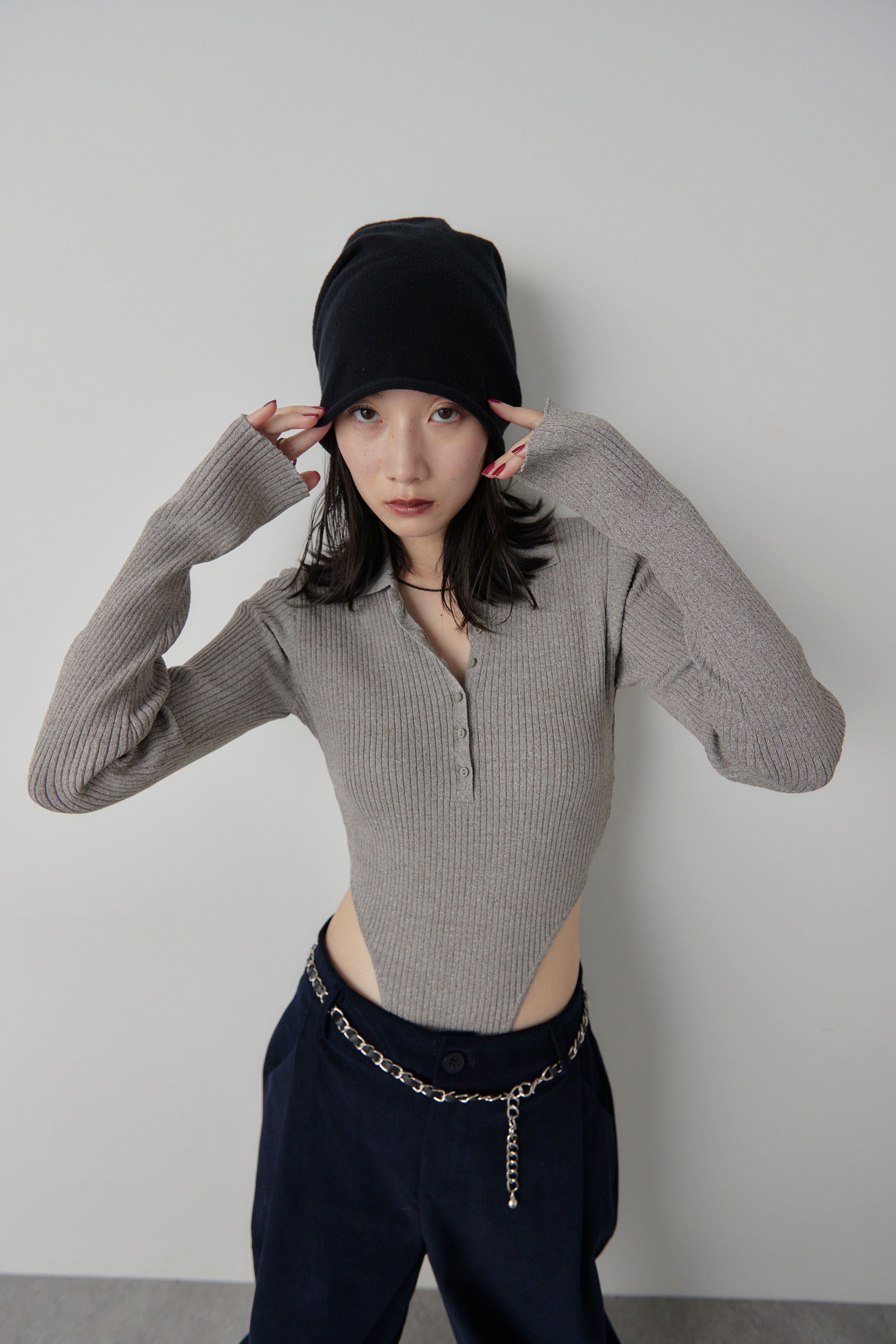 Poloknit bodysuit