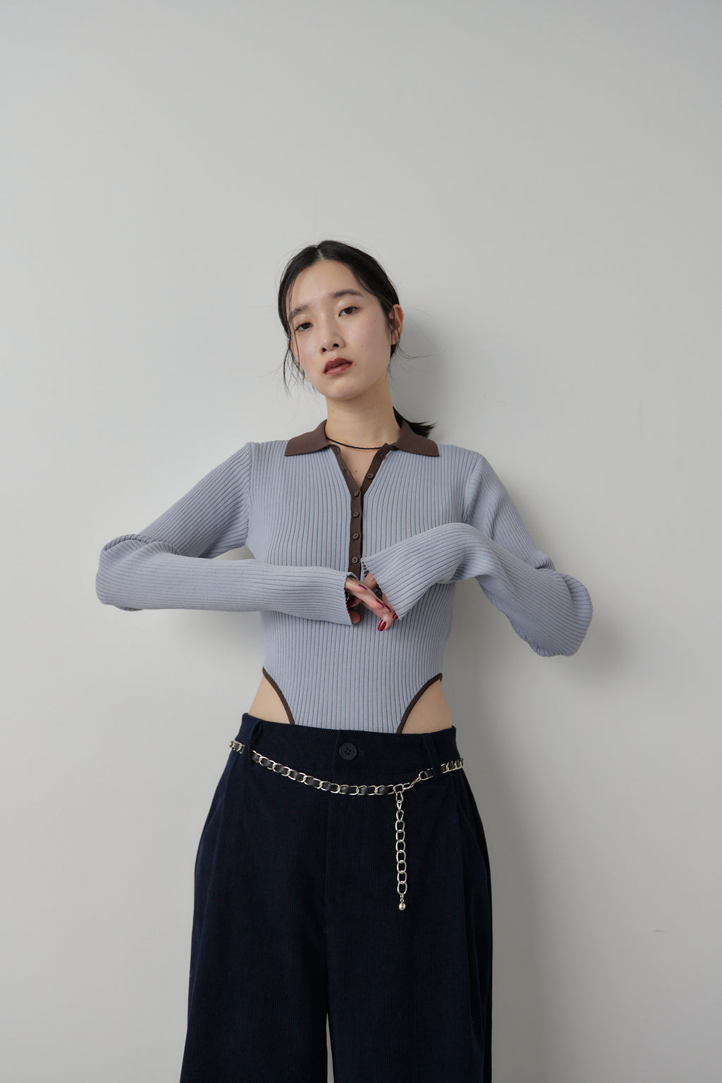 Poloknit bodysuit