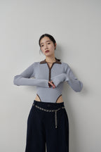 Poloknit bodysuit