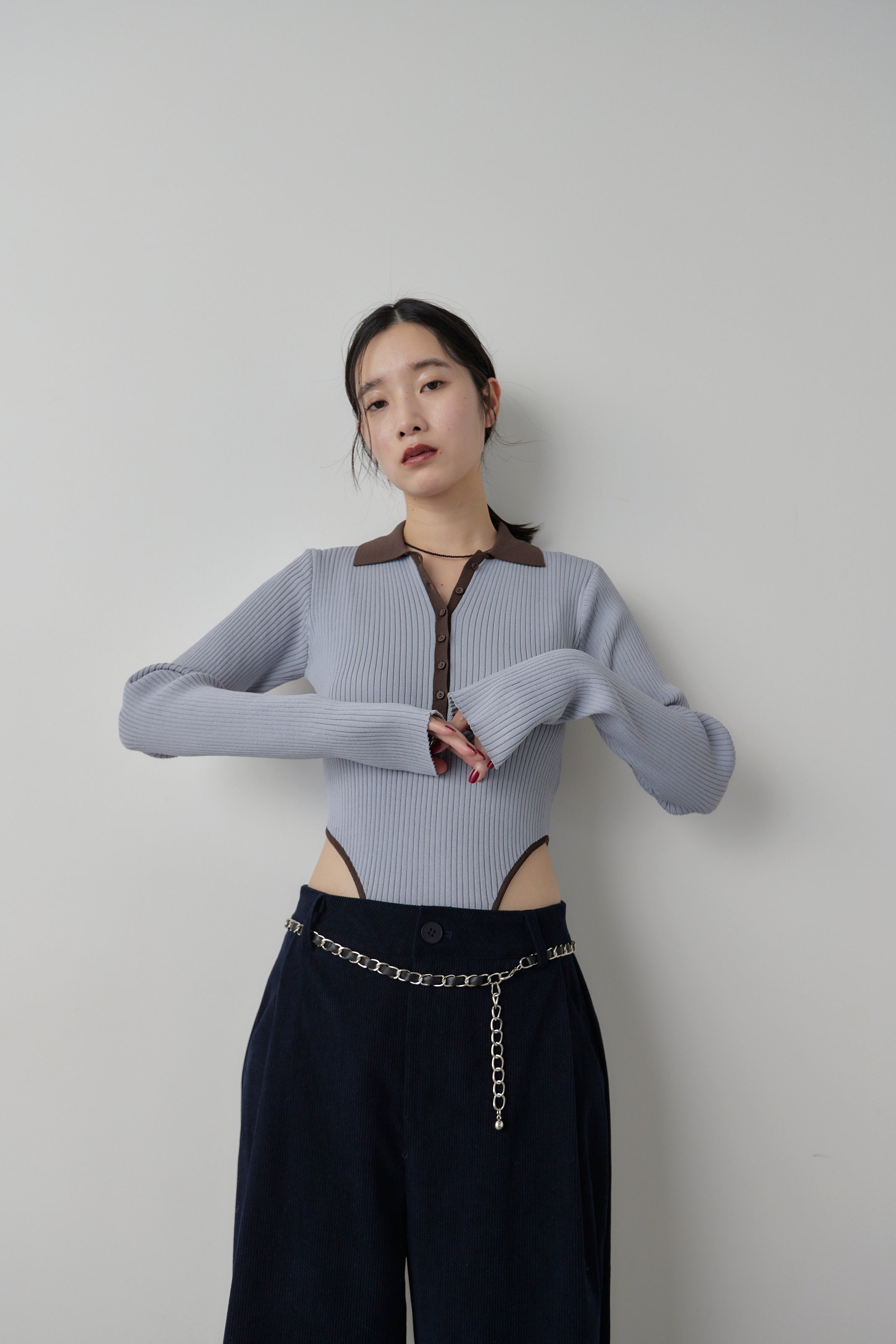 Poloknit bodysuit