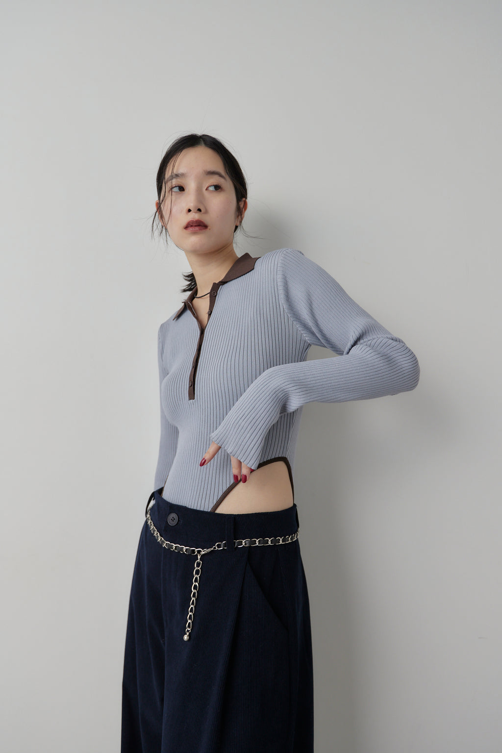 Poloknit bodysuit