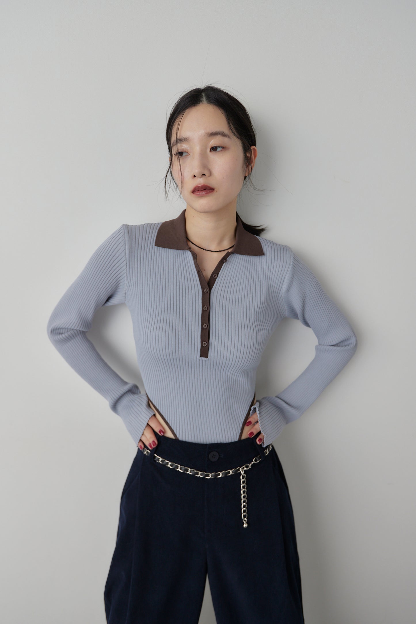 Poloknit bodysuit