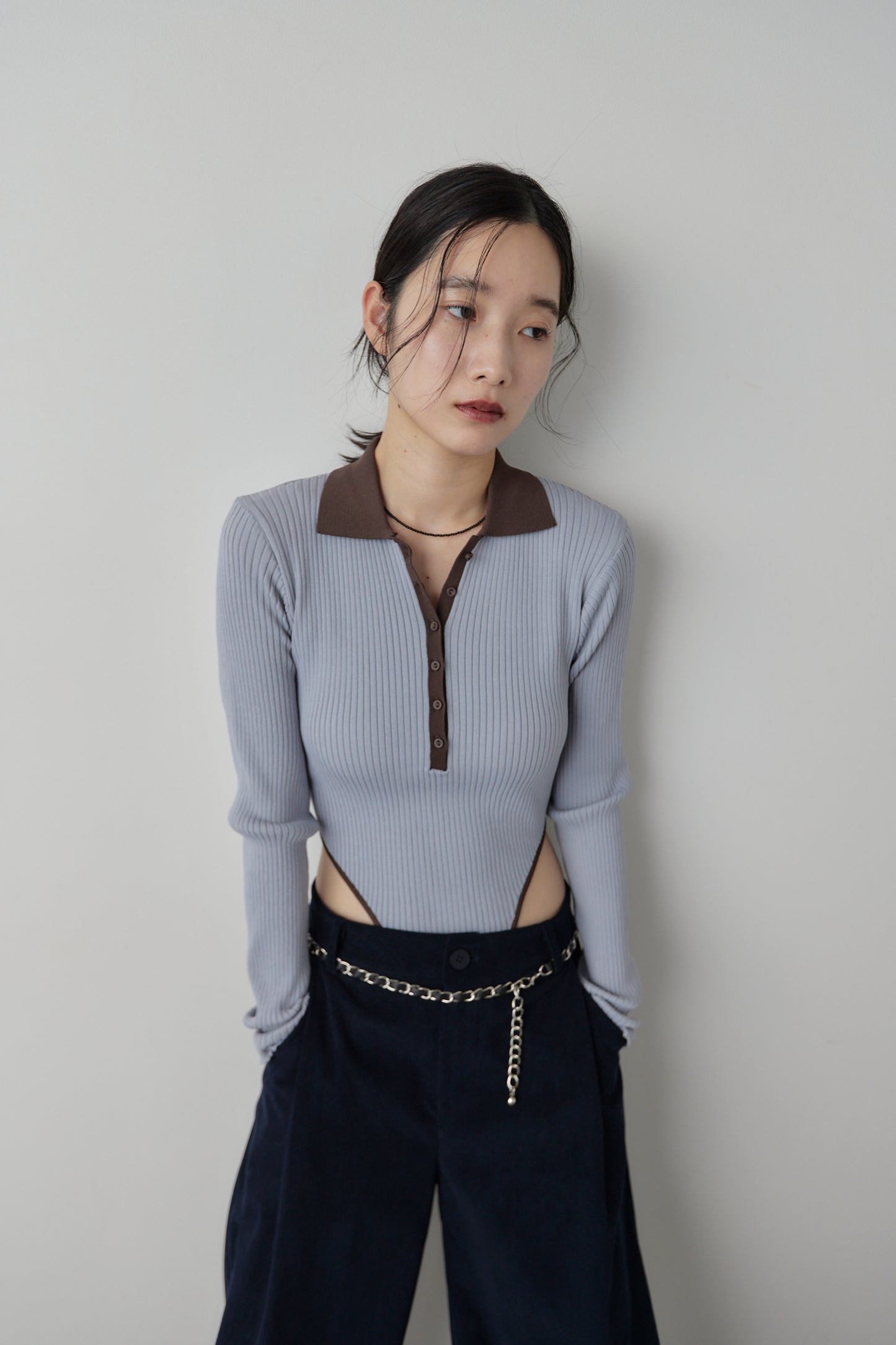 Poloknit bodysuit
