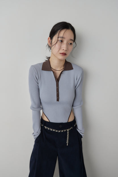 Poloknit bodysuit