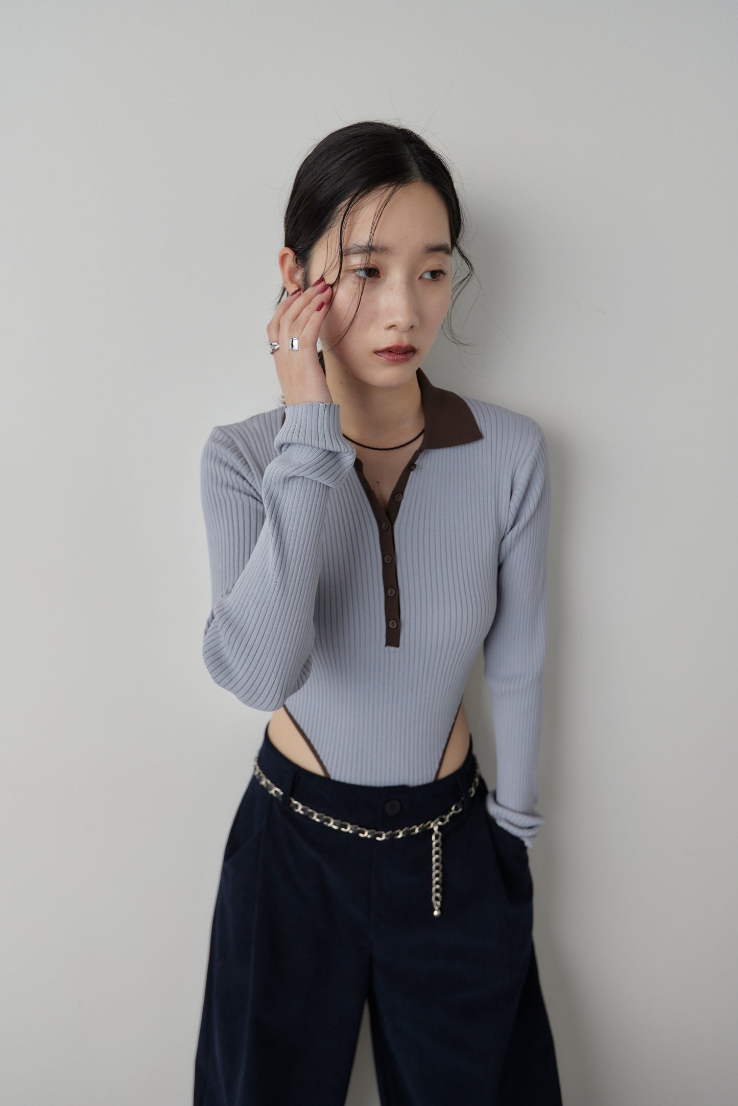 Poloknit bodysuit