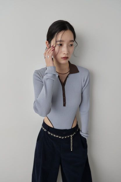 Poloknit bodysuit