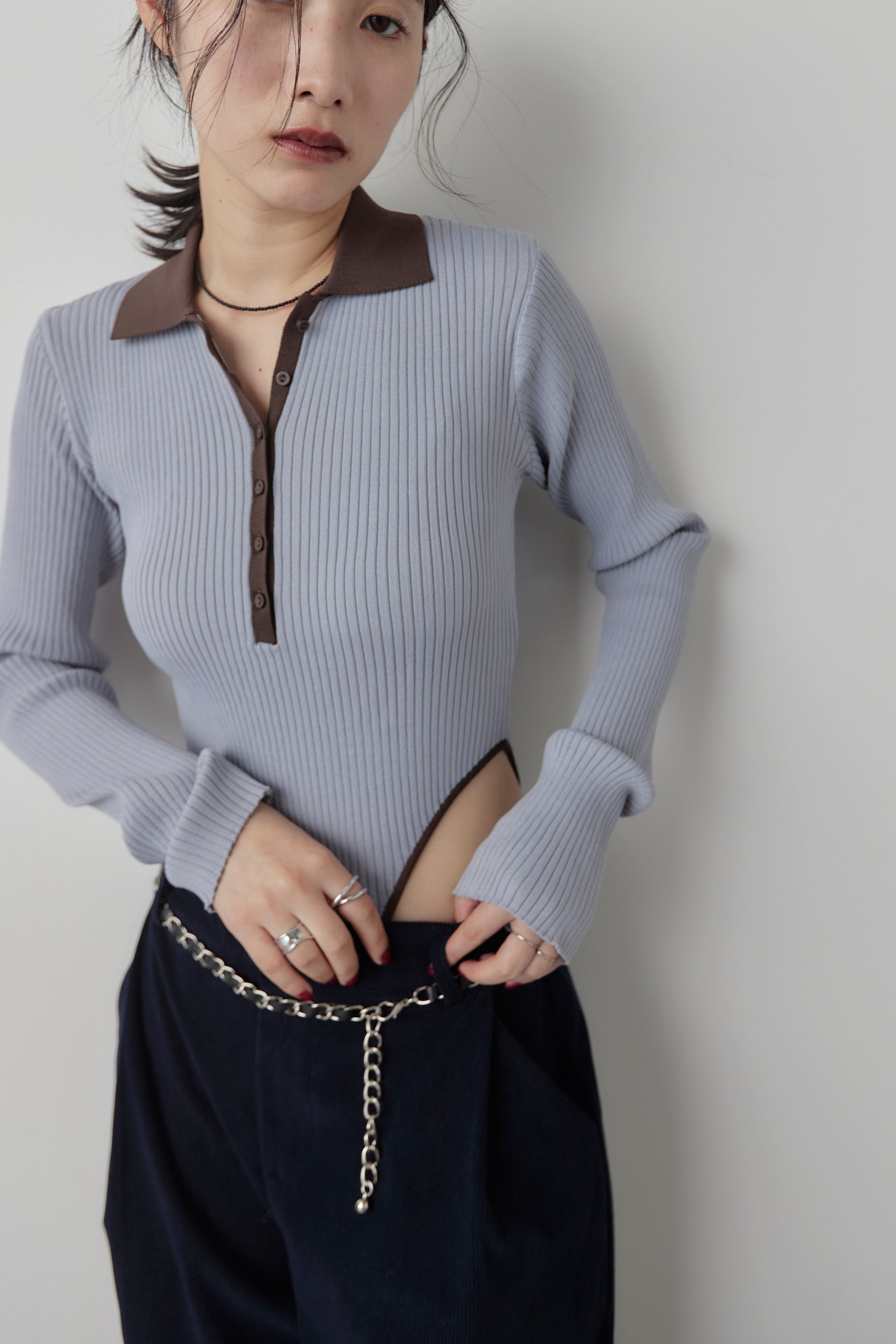 Poloknit bodysuit