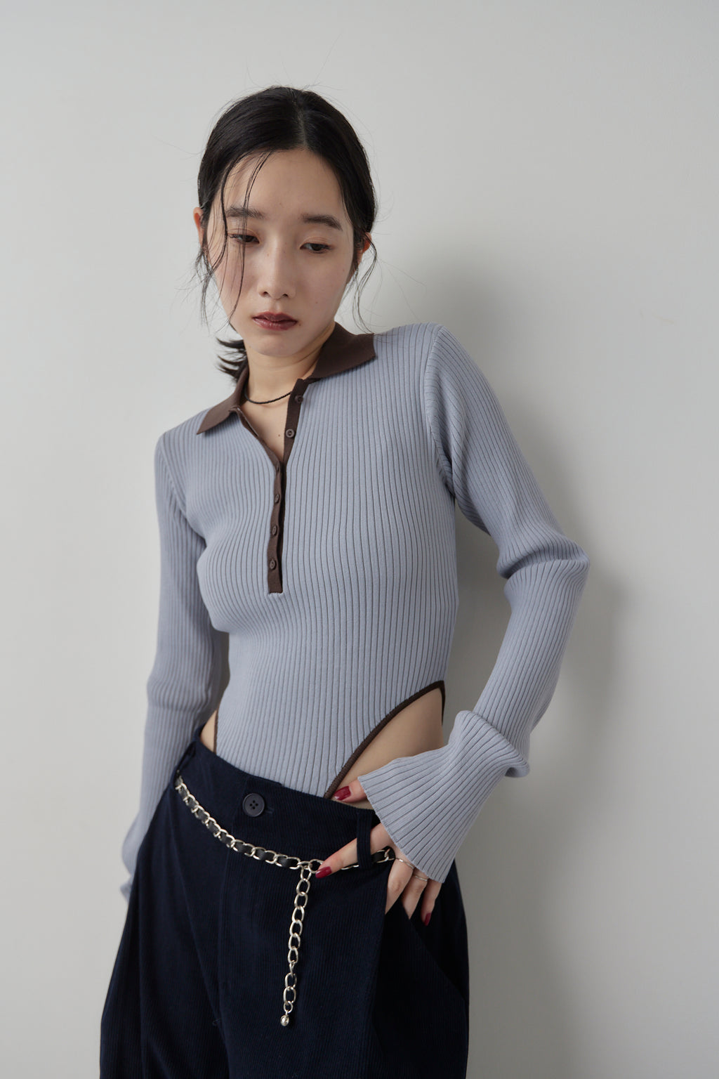 Poloknit bodysuit