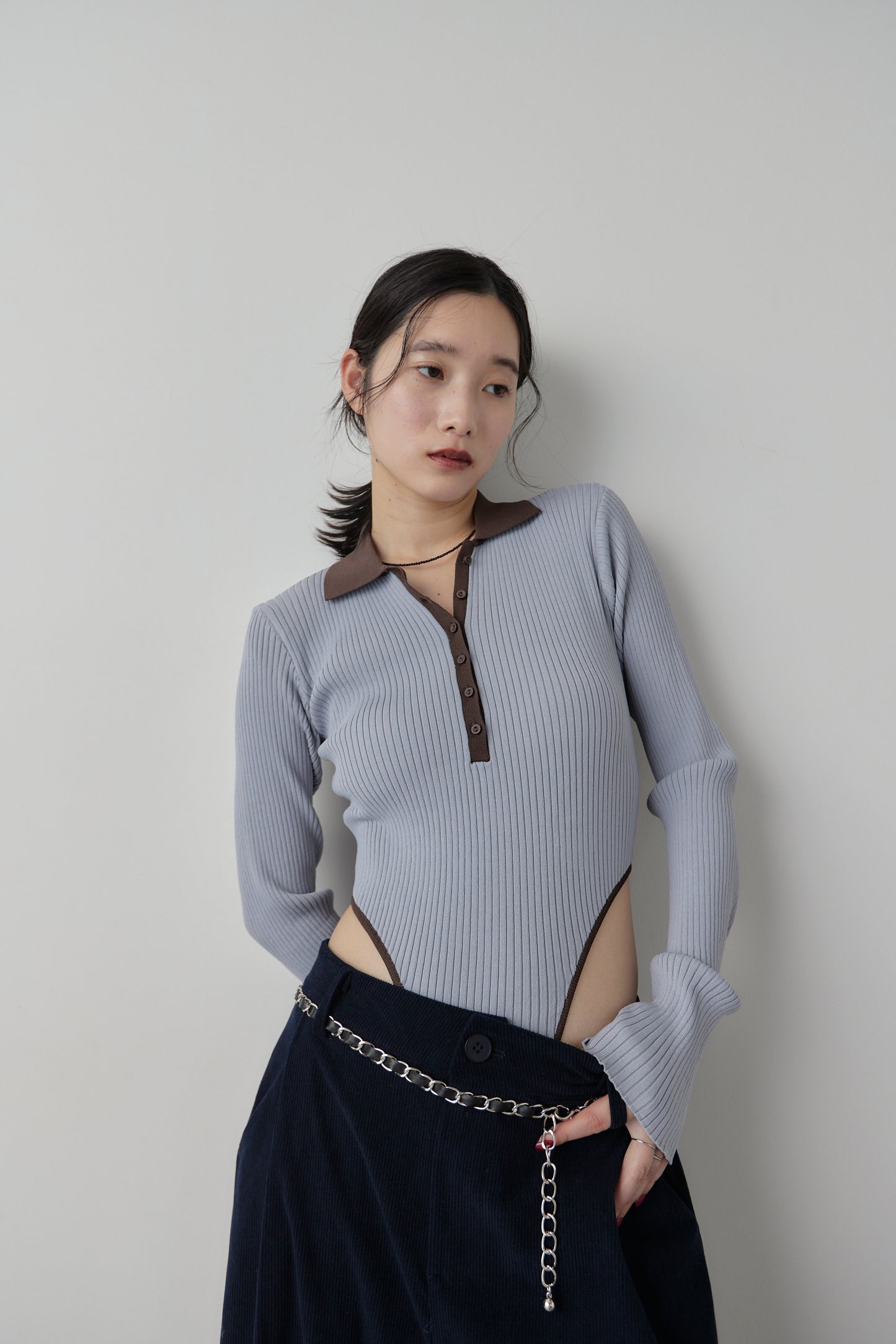 Poloknit bodysuit
