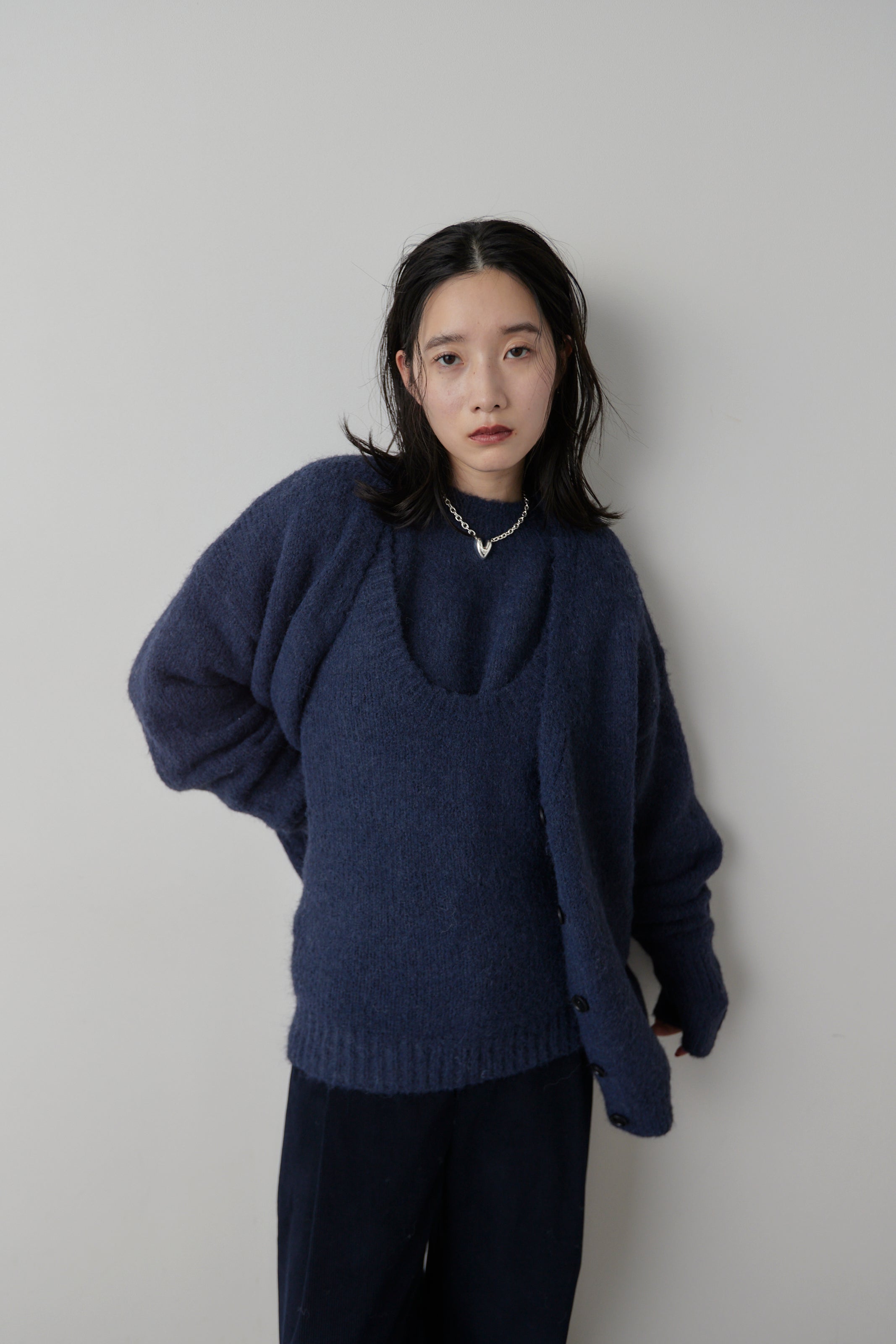 Mohair like knit cardigan