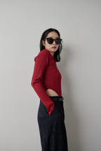 Poloknit bodysuit