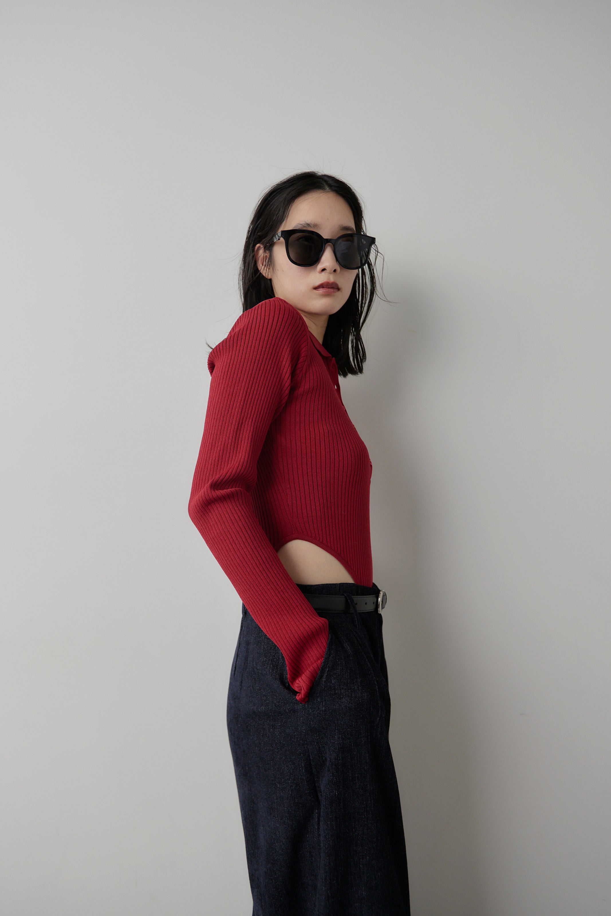 Poloknit bodysuit