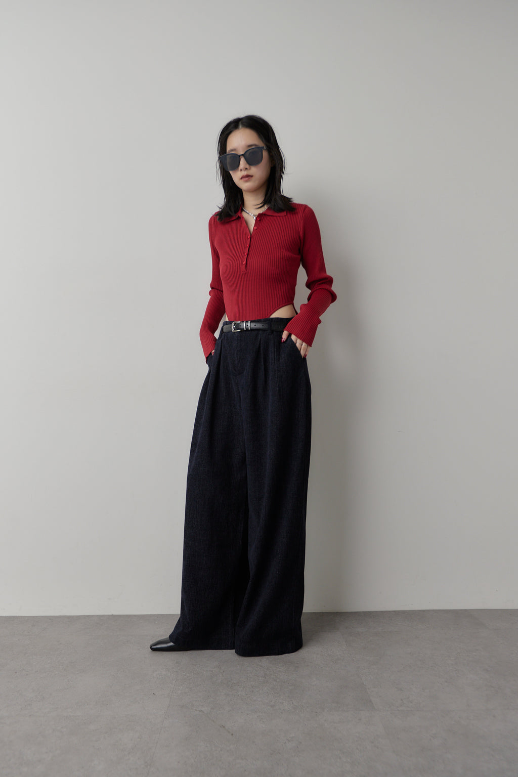 Poloknit bodysuit