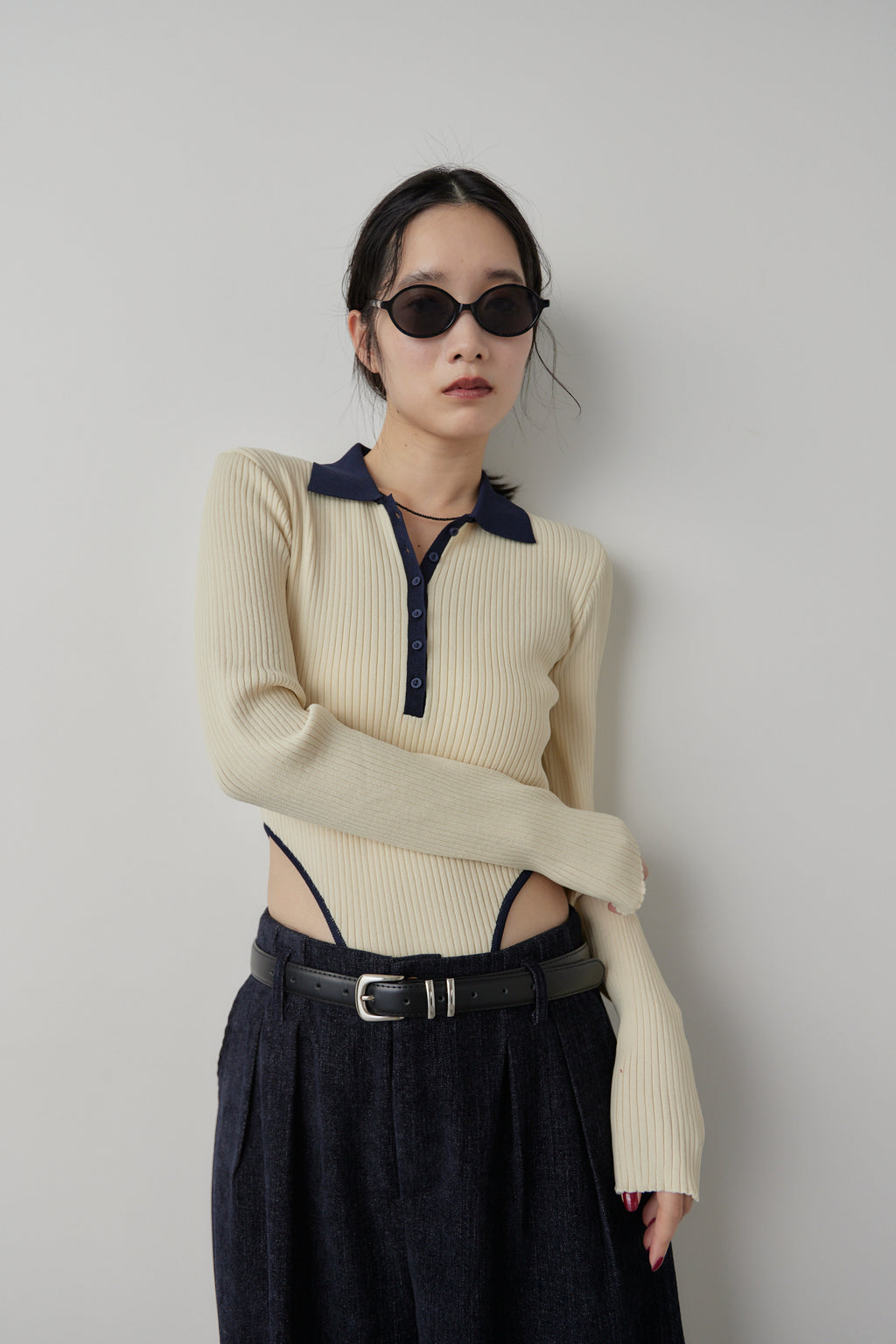Poloknit bodysuit