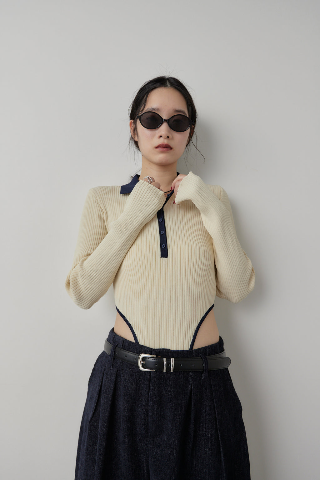 Poloknit bodysuit
